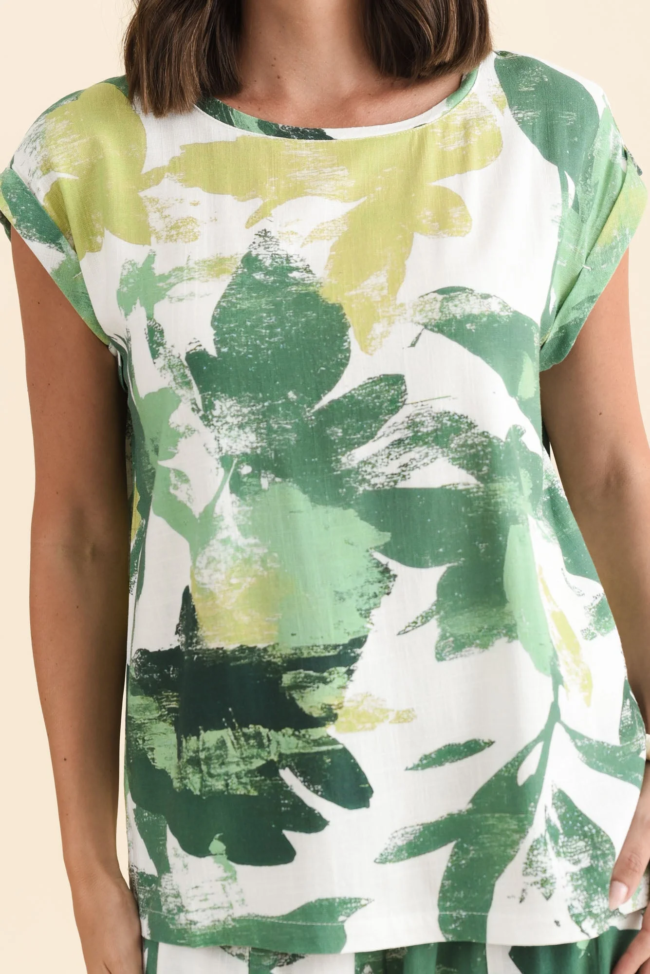 Alta Green Leaf Linen Cotton Top - Image 5