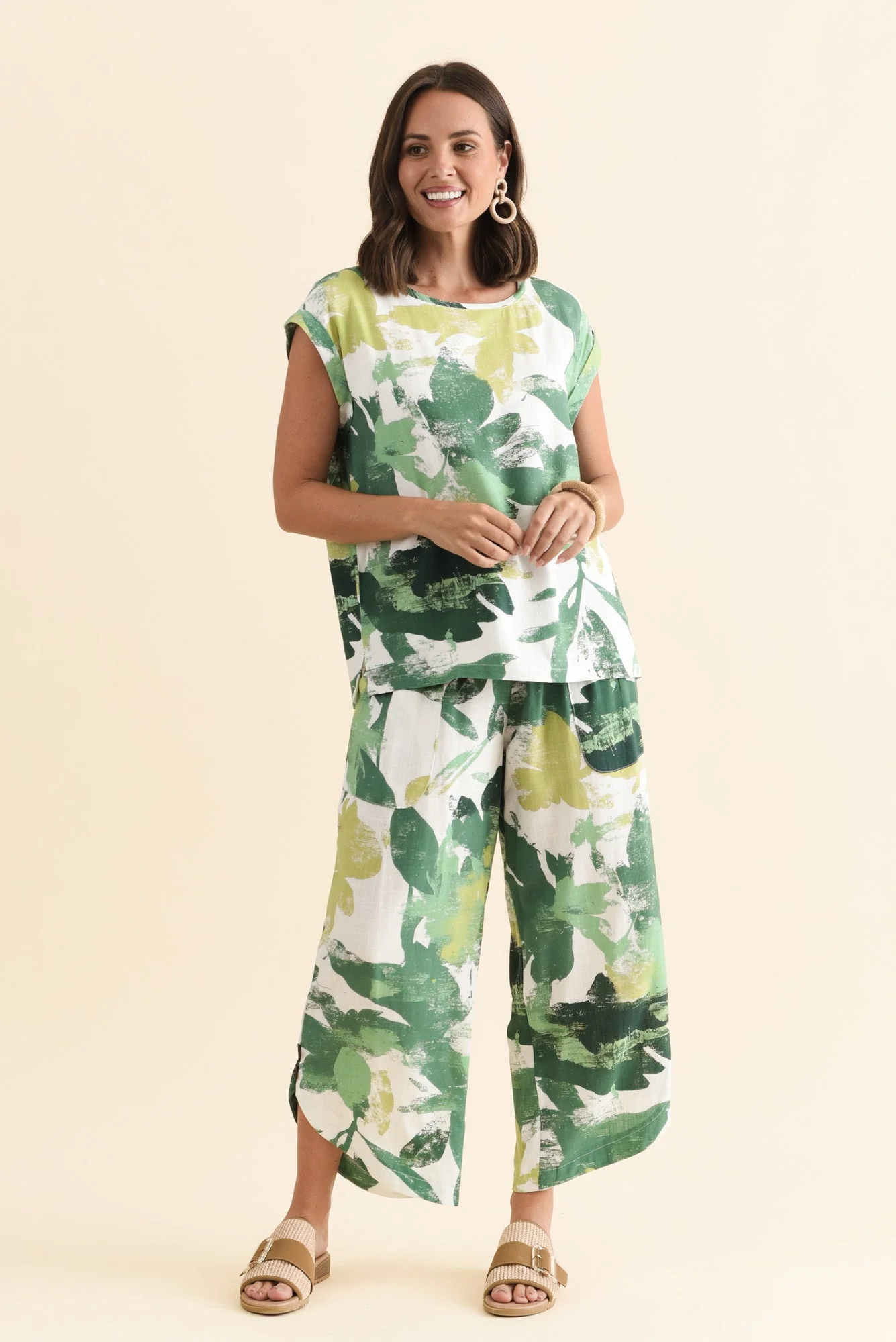 Alta Green Leaf Linen Cotton Top - Image 6