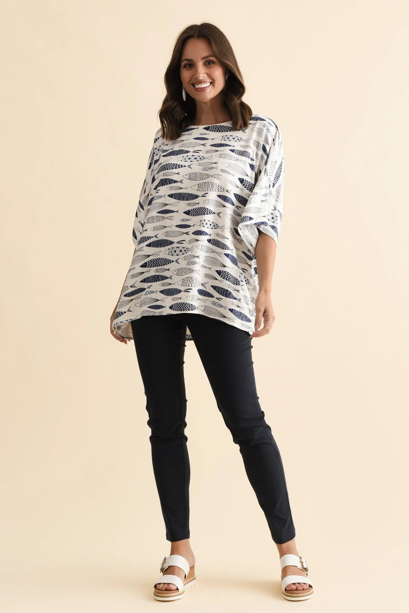 Alton Blue Sea Linen Cotton Top - Image 2
