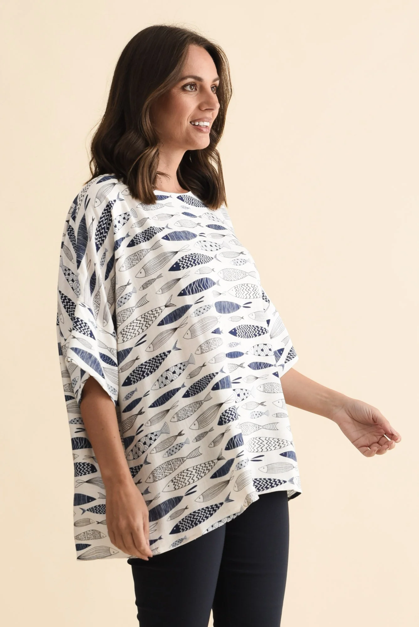 Alton Blue Sea Linen Cotton Top - Image 3