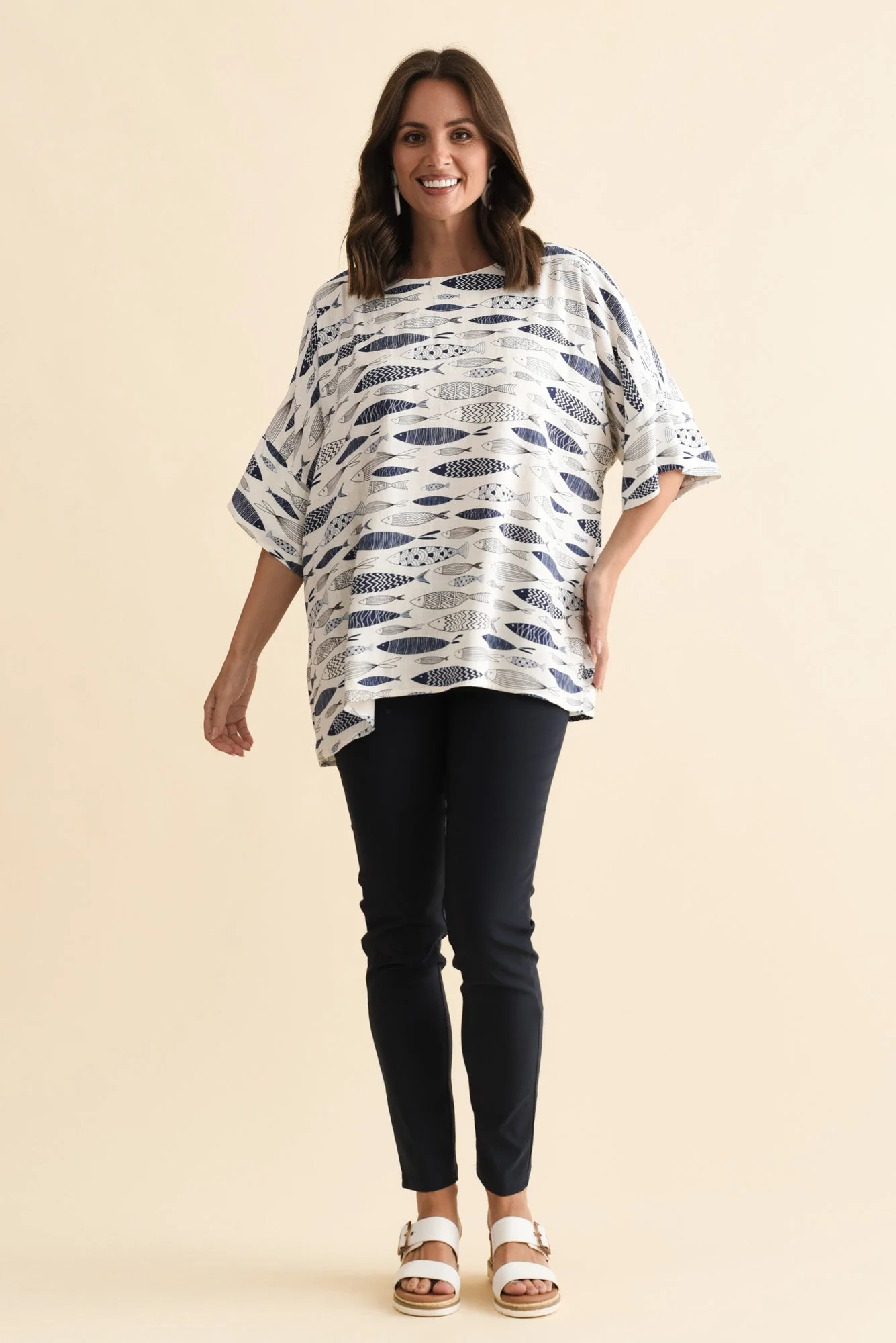 Alton Blue Sea Linen Cotton Top - Image 6