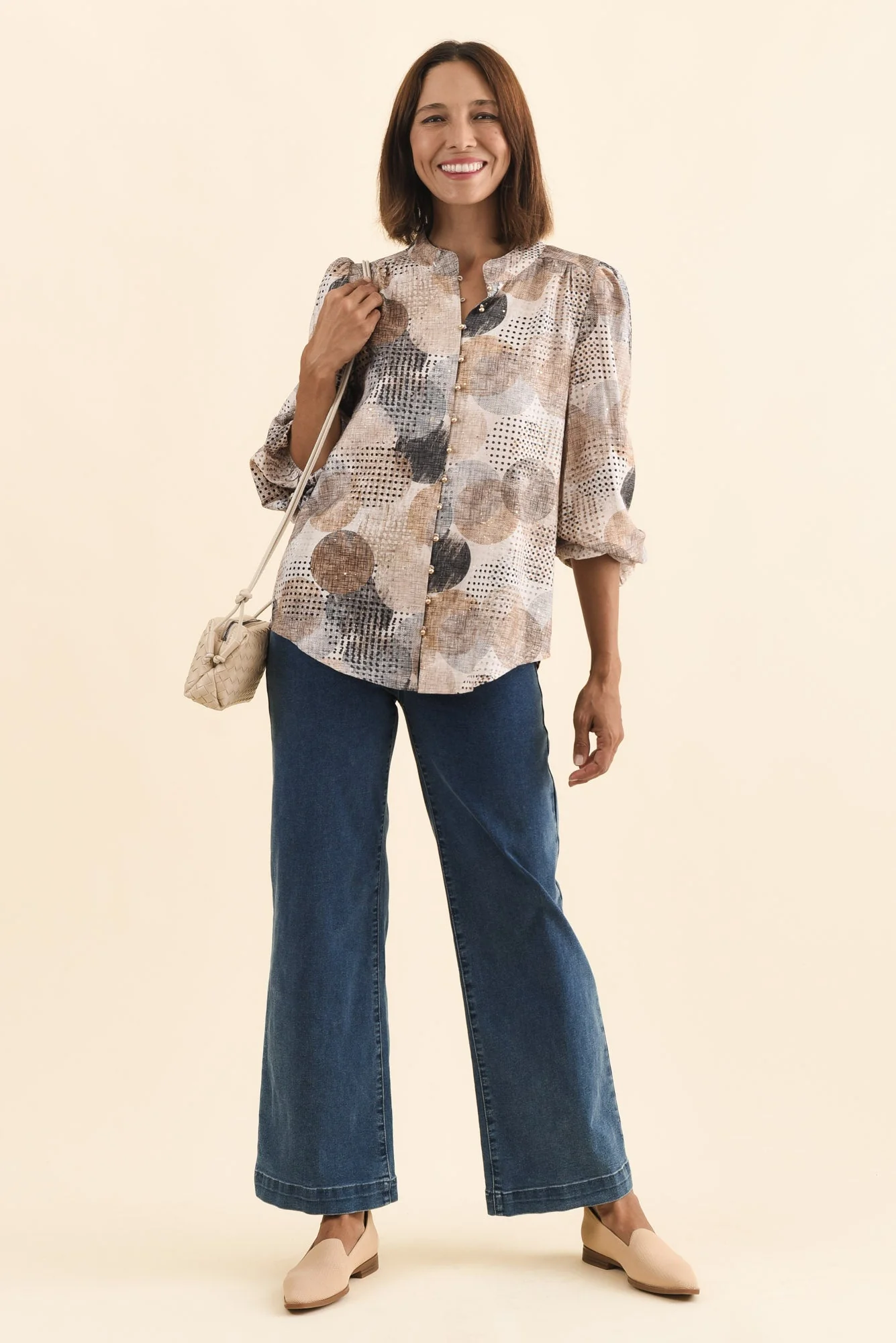 Alvarez Brown Spot Button Blouse - Image 2