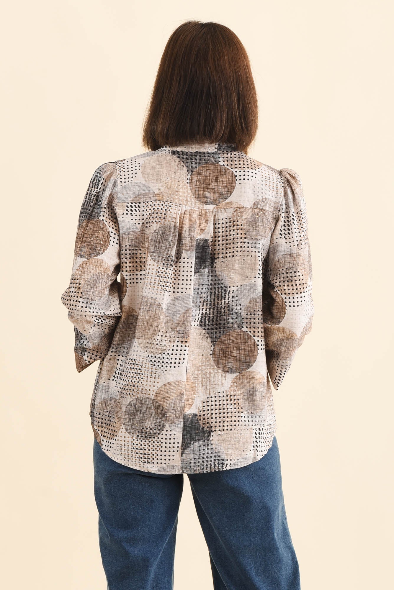 Alvarez Brown Spot Button Blouse - Image 4
