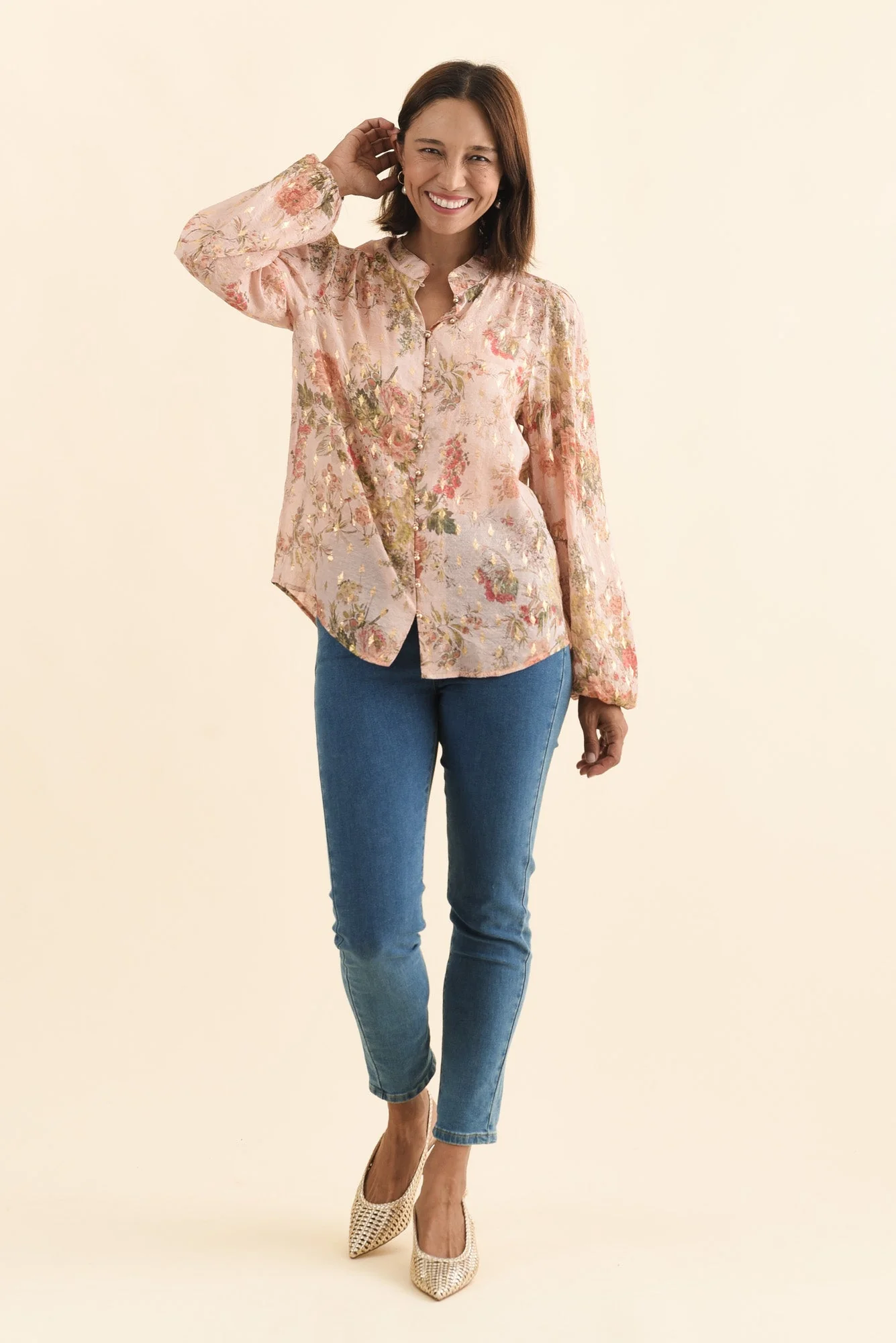 Alvarez Pink Garden Button Blouse - Image 7