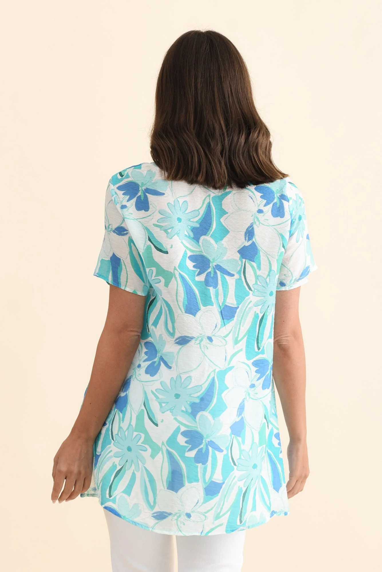 Alvina Aqua Blossom Layered Tunic Top - Image 4