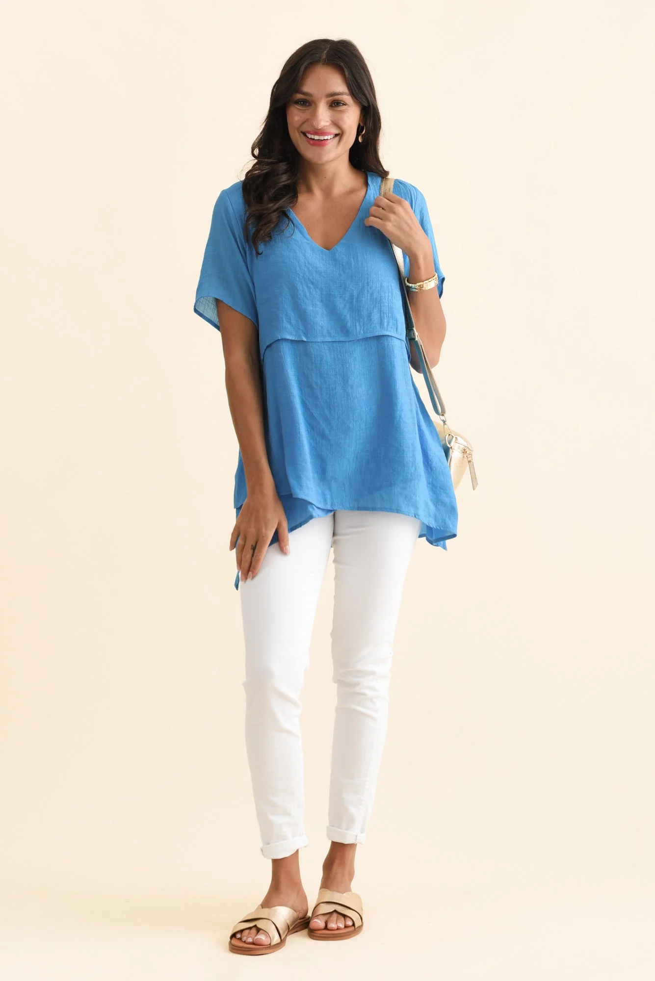 Alvina Azure Blue Layered Tunic Top - Image 2
