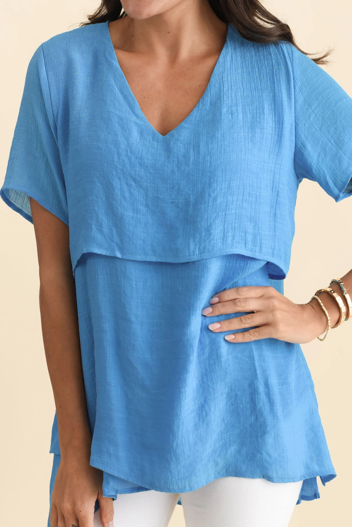 Alvina Azure Blue Layered Tunic Top - Image 5