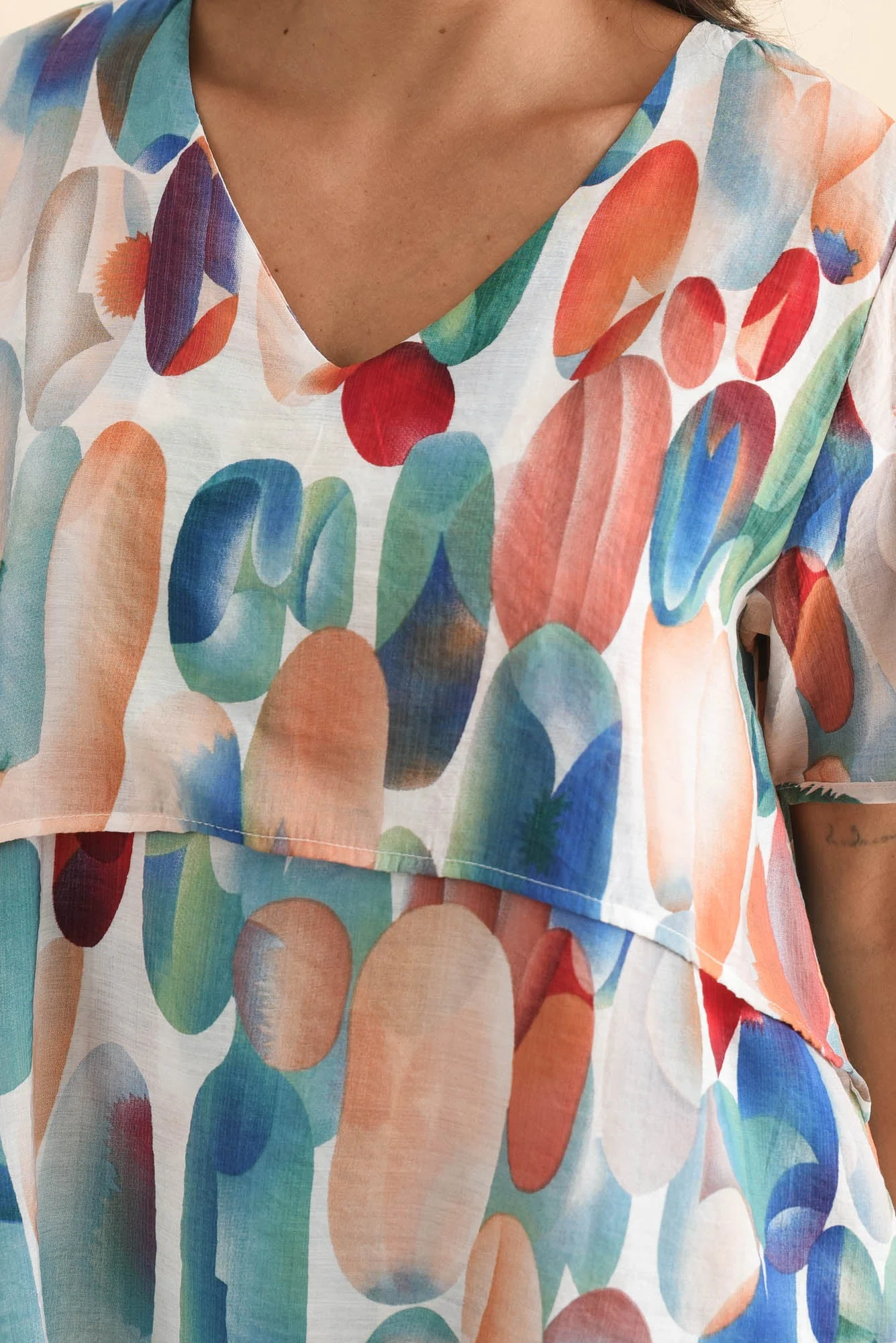 Alvina Blue Abstract Layered Tunic Top - Image 5