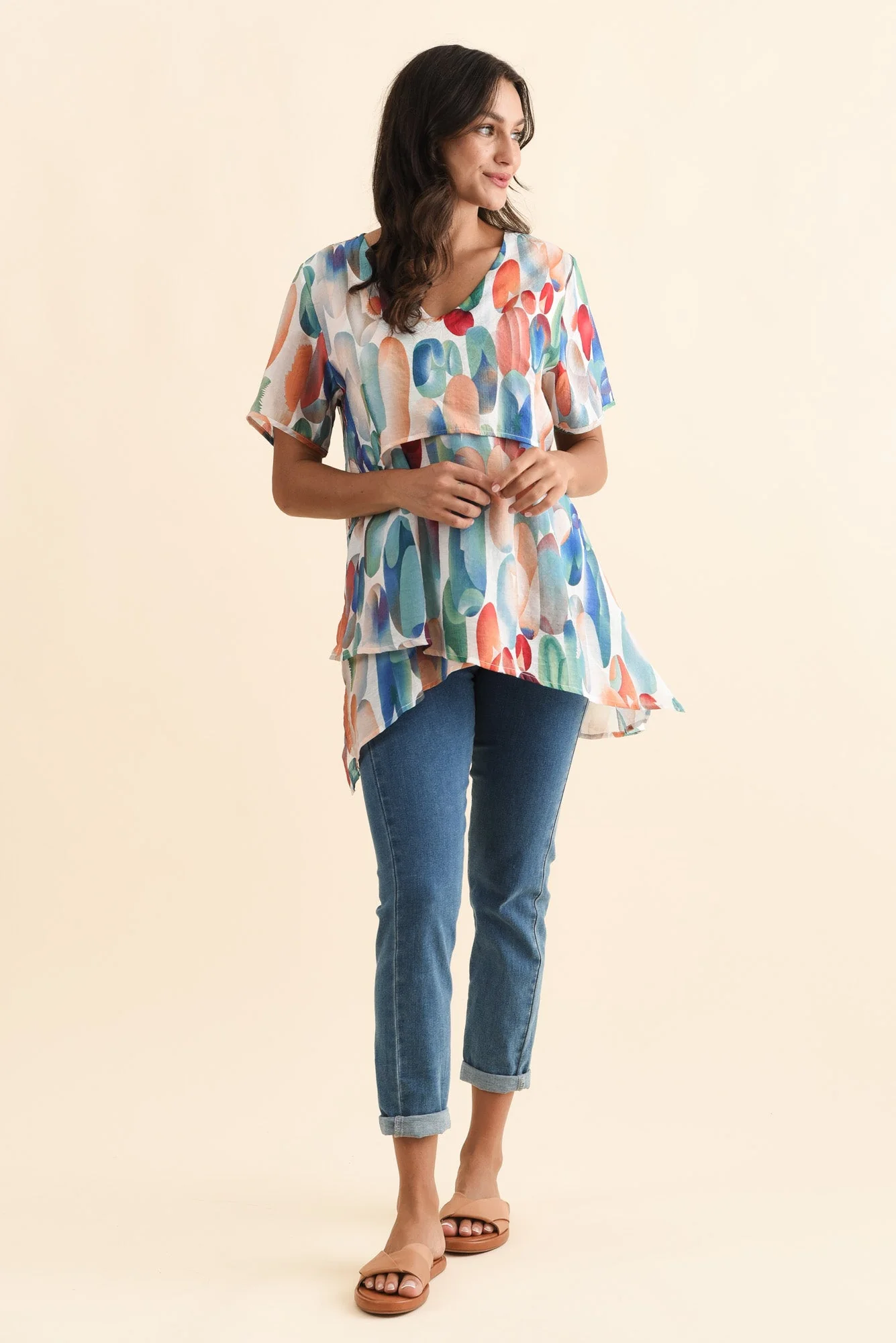 Alvina Blue Abstract Layered Tunic Top - Image 6
