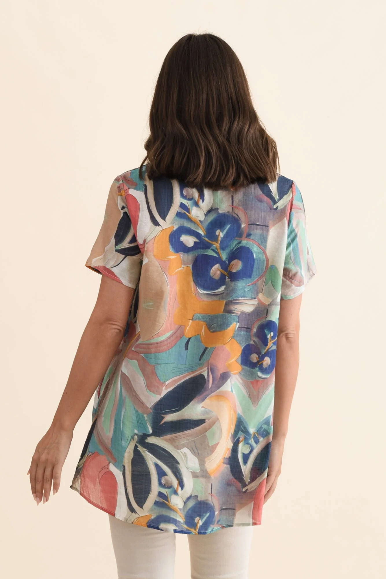 Alvina Blue Floral Layered Tunic Top - Image 4
