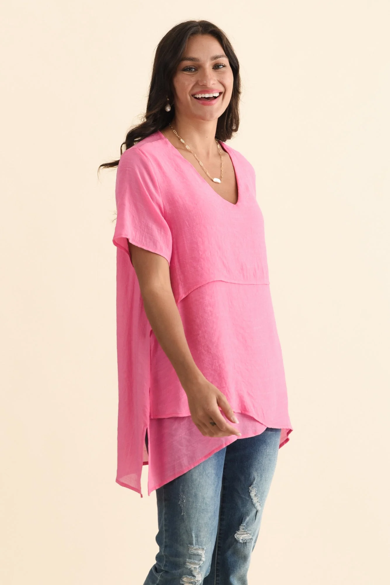 Alvina Candy Pink Layered Tunic Top - Image 4