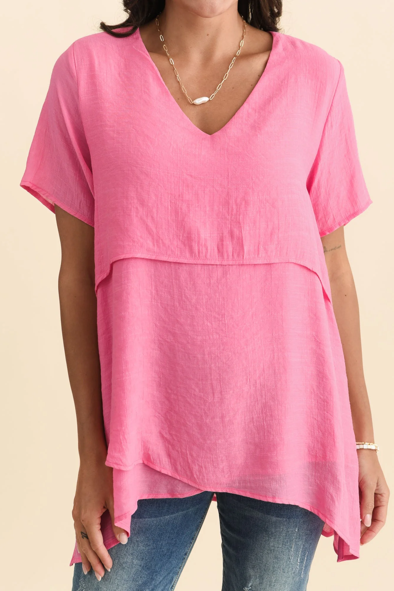 Alvina Candy Pink Layered Tunic Top - Image 6