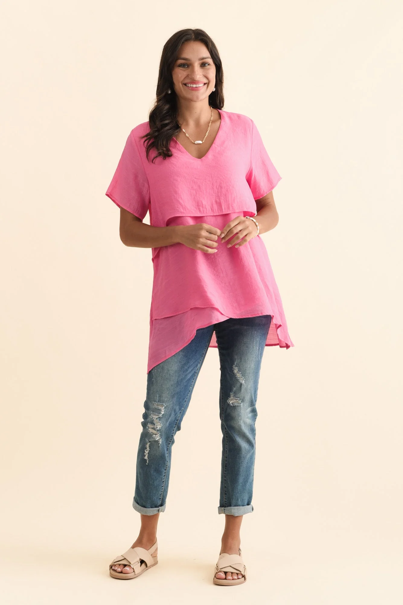 Alvina Candy Pink Layered Tunic Top - Image 7