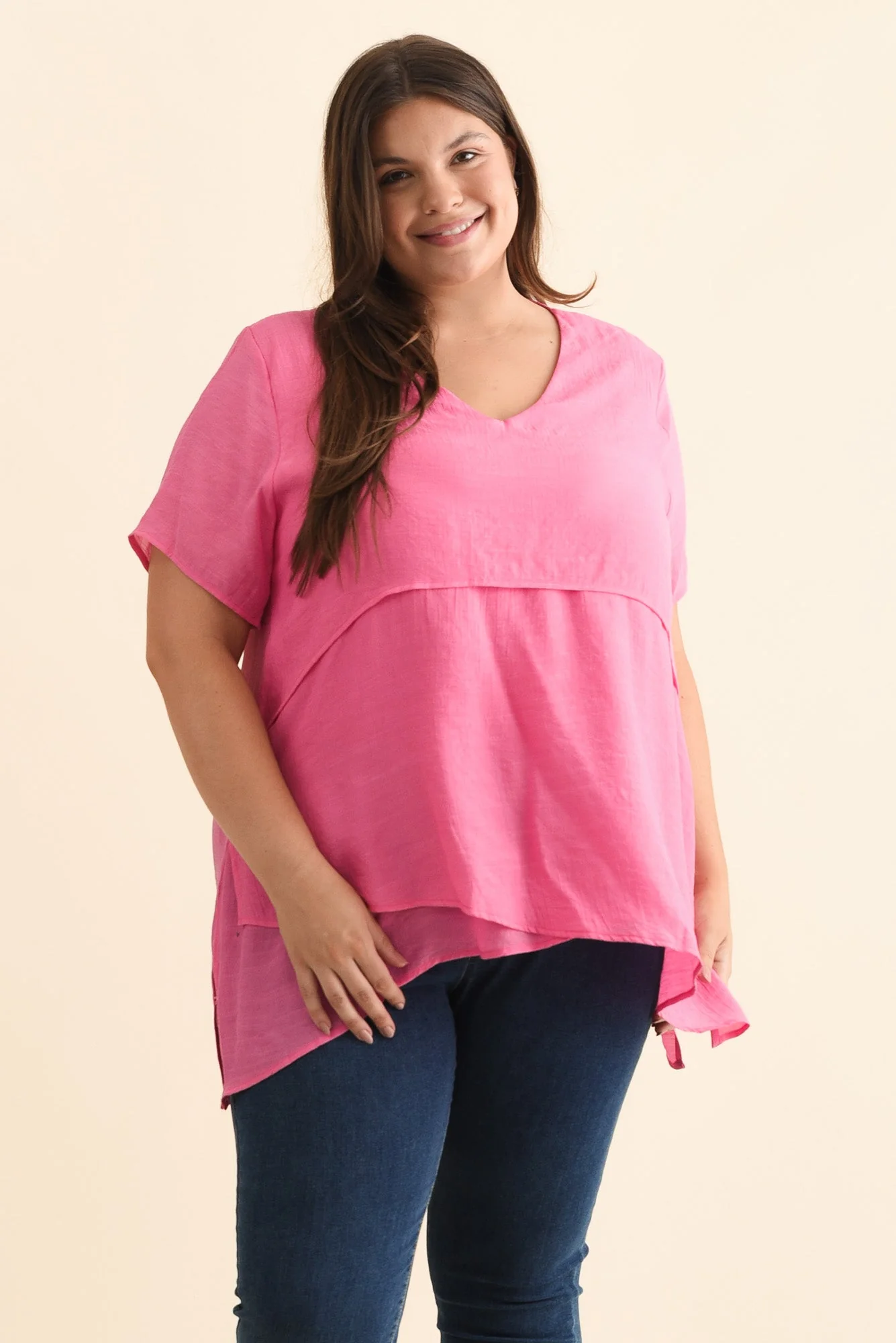 Alvina Candy Pink Layered Tunic Top - Image 8