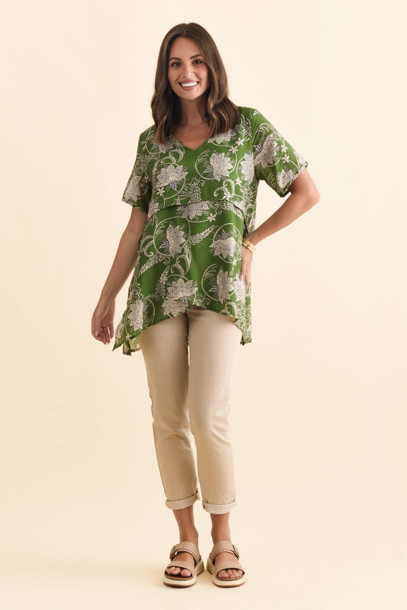 Alvina Green Floral Layered Tunic Top - Image 2