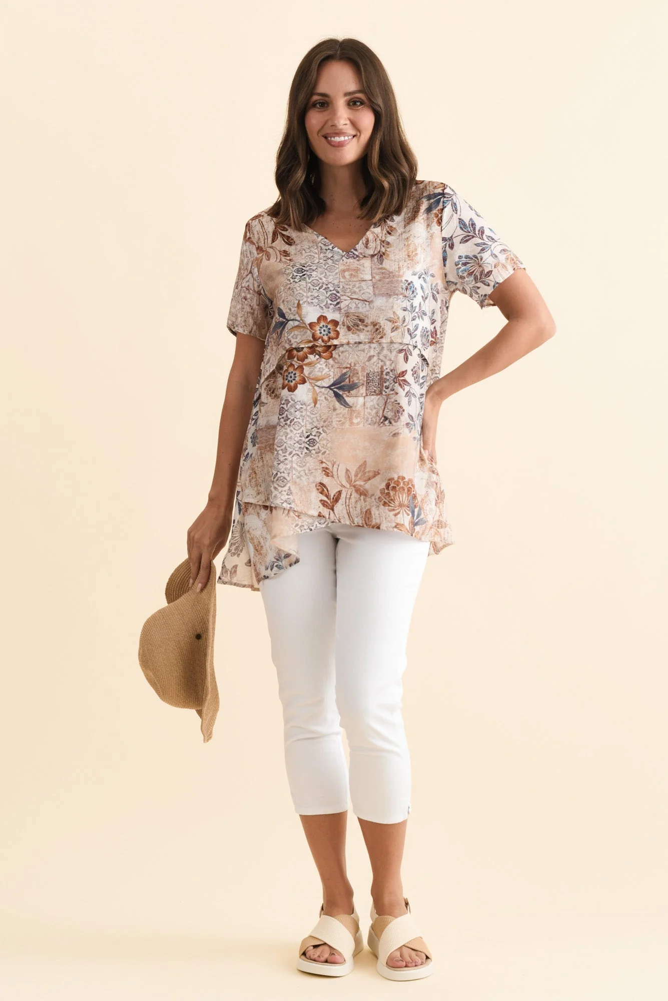 Alvina Mocha Garden Layered Tunic Top - Image 2