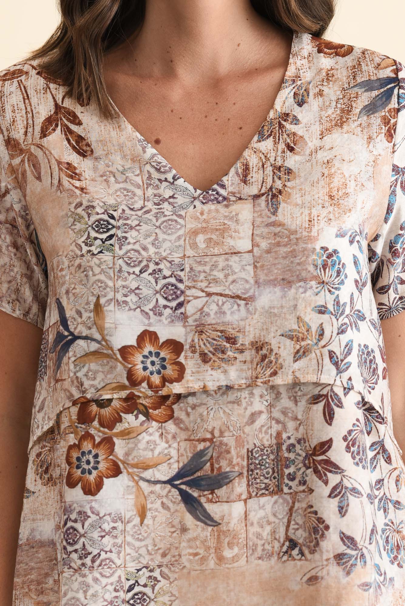 Alvina Mocha Garden Layered Tunic Top - Image 5