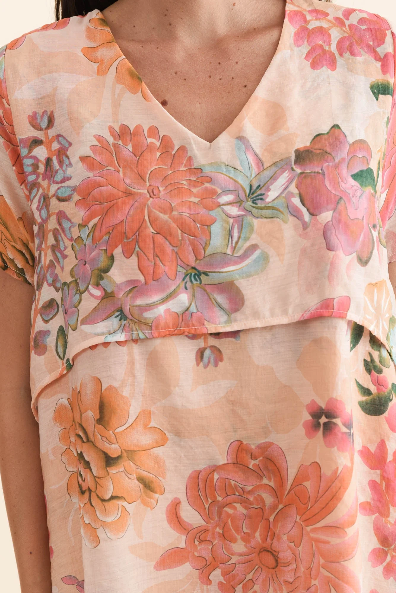 Alvina Orange Garden Layered Tunic Top - Image 5