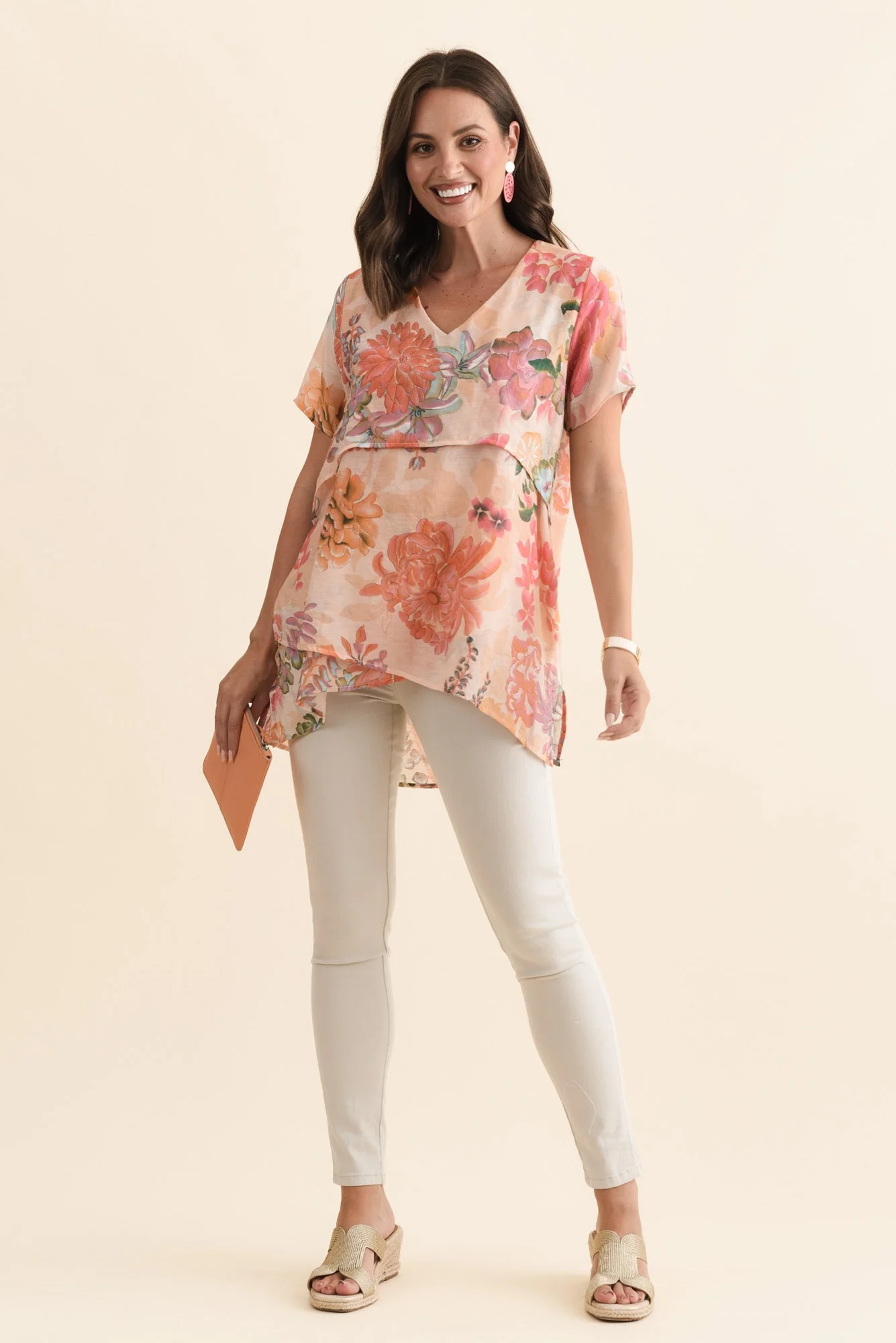 Alvina Orange Garden Layered Tunic Top - Image 6