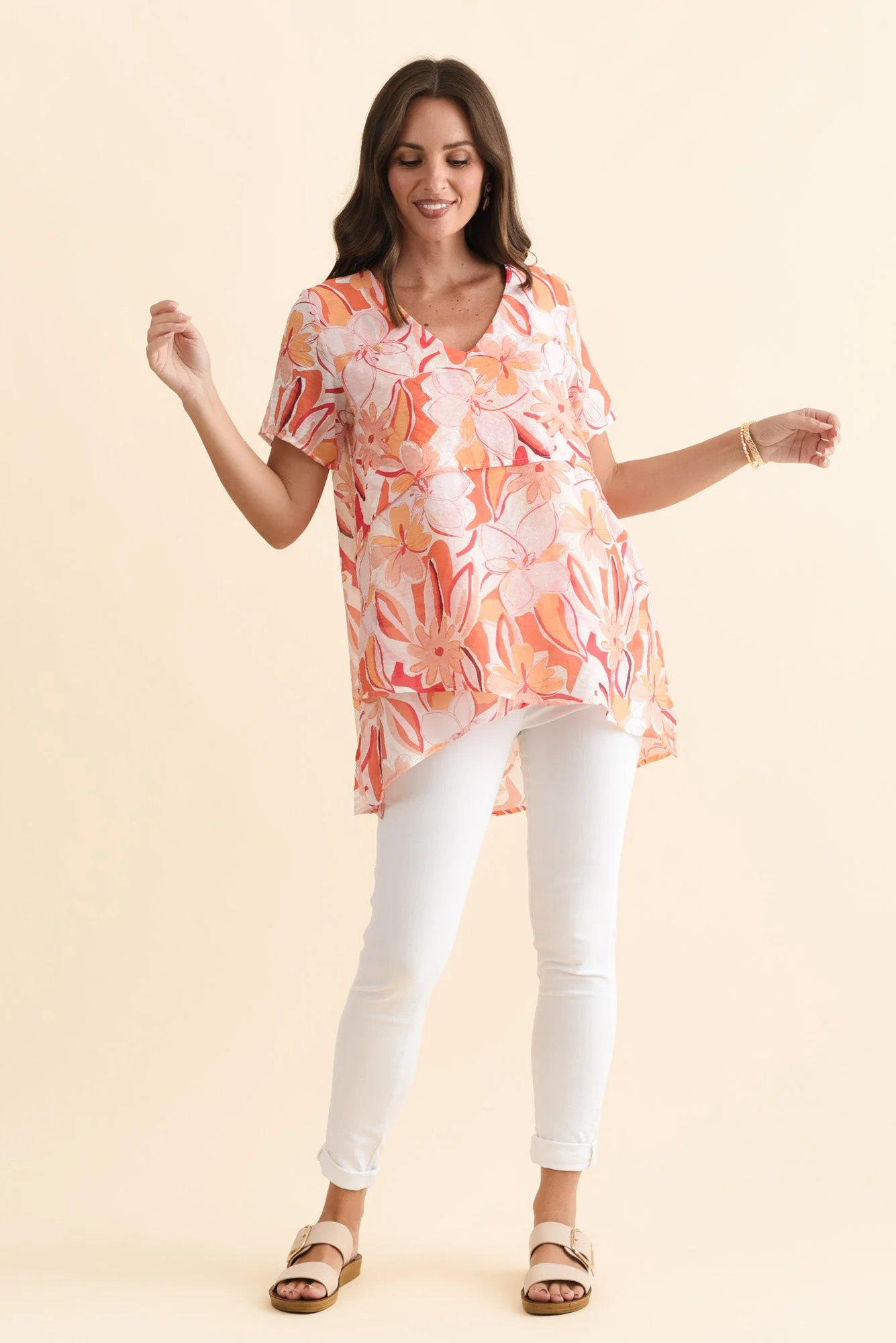 Alvina Pink Blossom Layered Tunic Top - Image 6