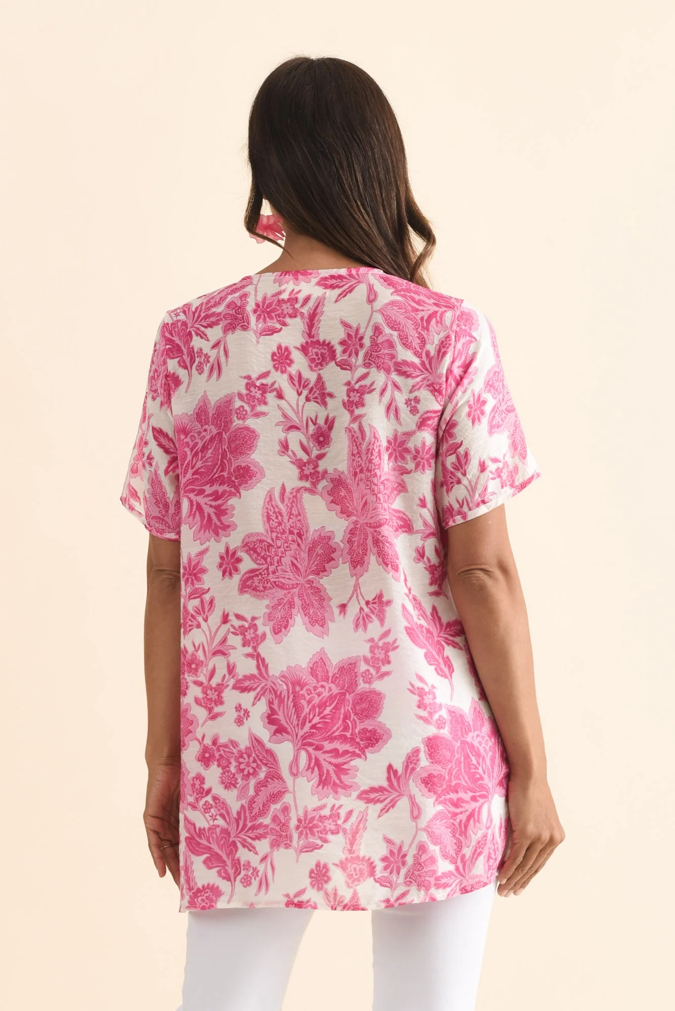 Alvina Pink Floral Layered Tunic Top - Image 4