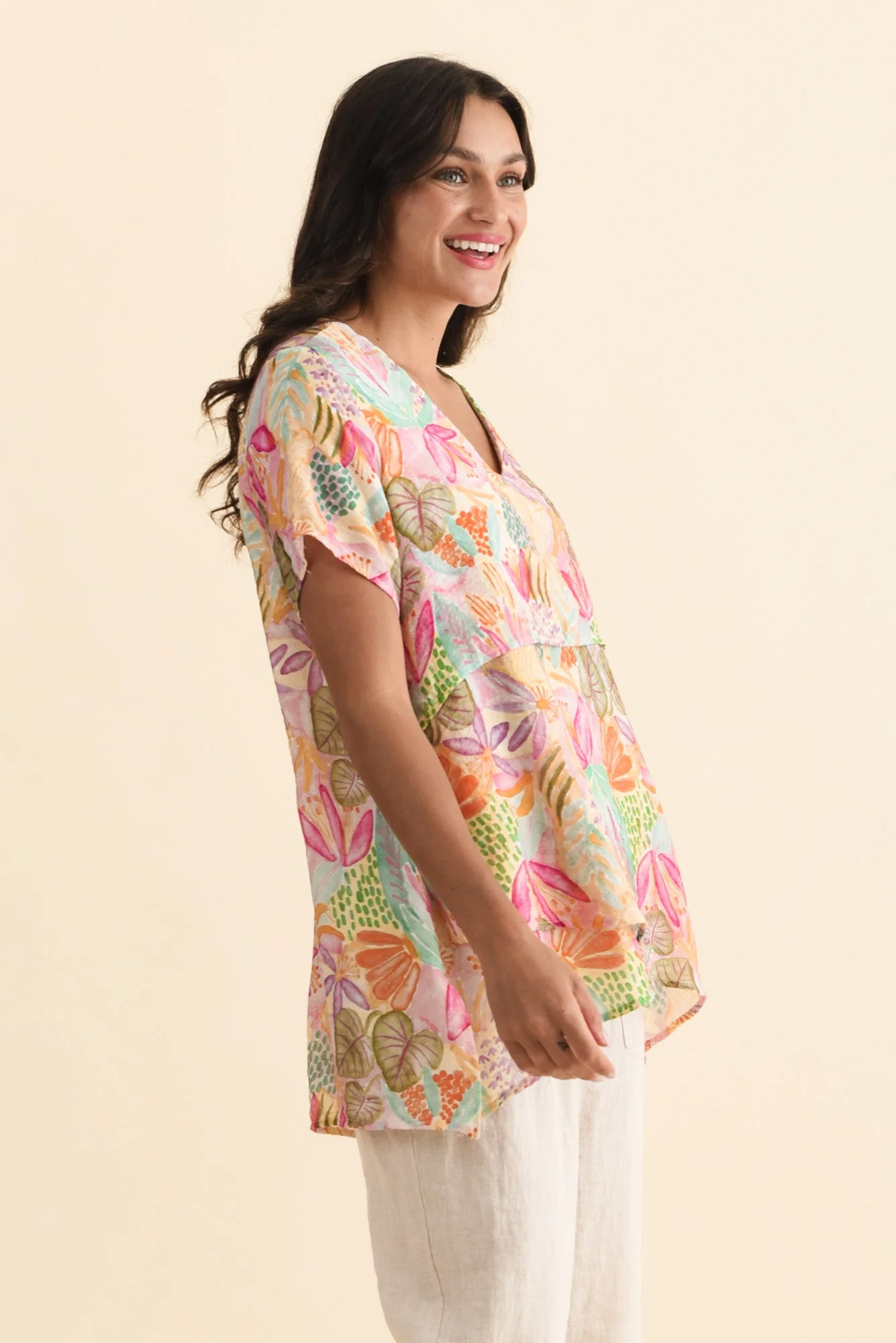 Alvina Pink Garden Layered Tunic Top - Image 3