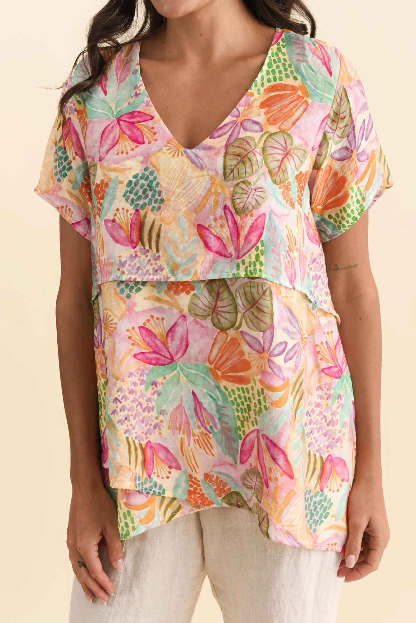 Alvina Pink Garden Layered Tunic Top - Image 5