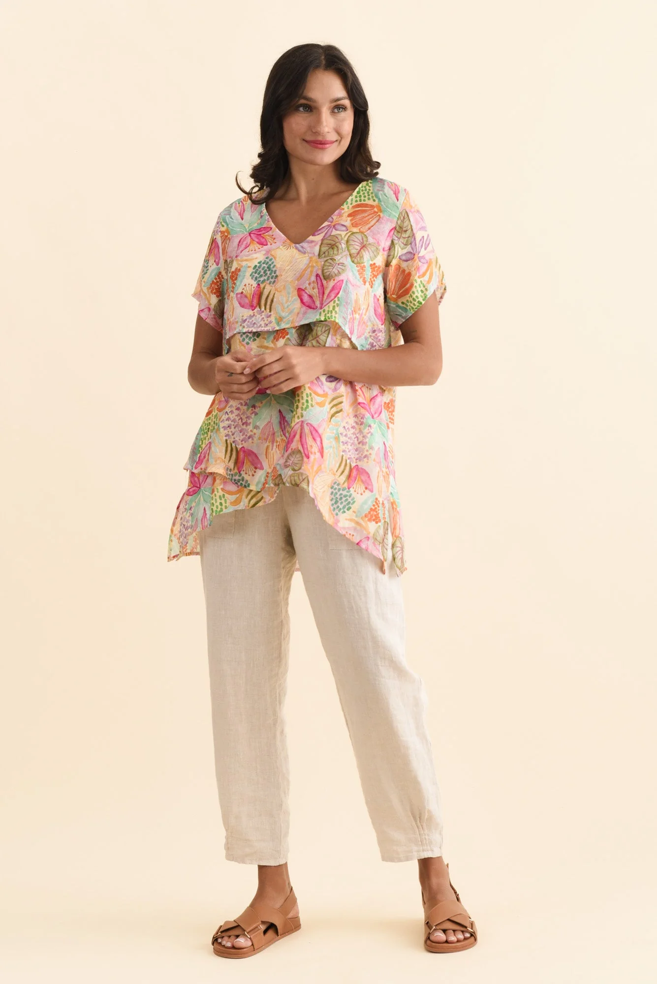 Alvina Pink Garden Layered Tunic Top - Image 6