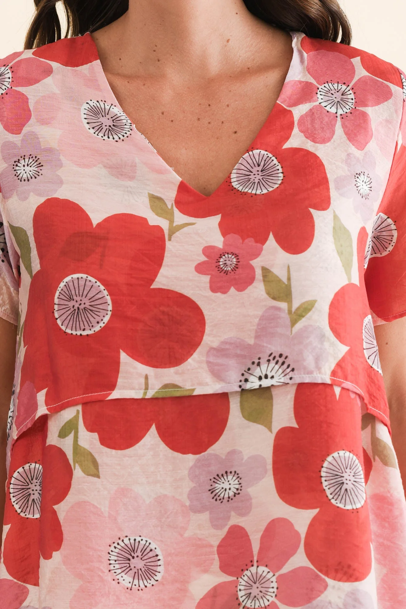 Alvina Red Poppy Layered Tunic Top - Image 5