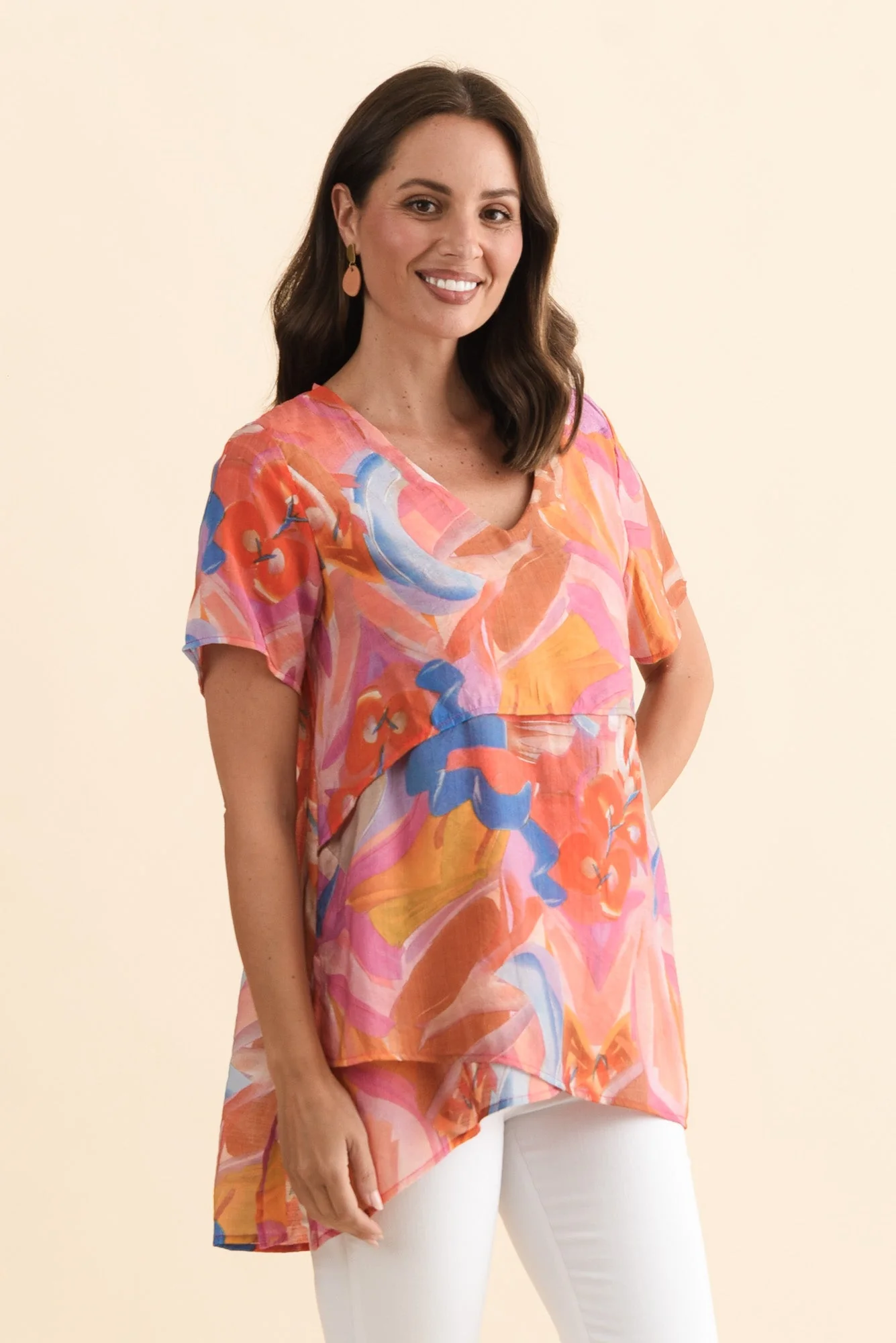 Alvina Rust Abstract Layered Tunic Top - Image 3
