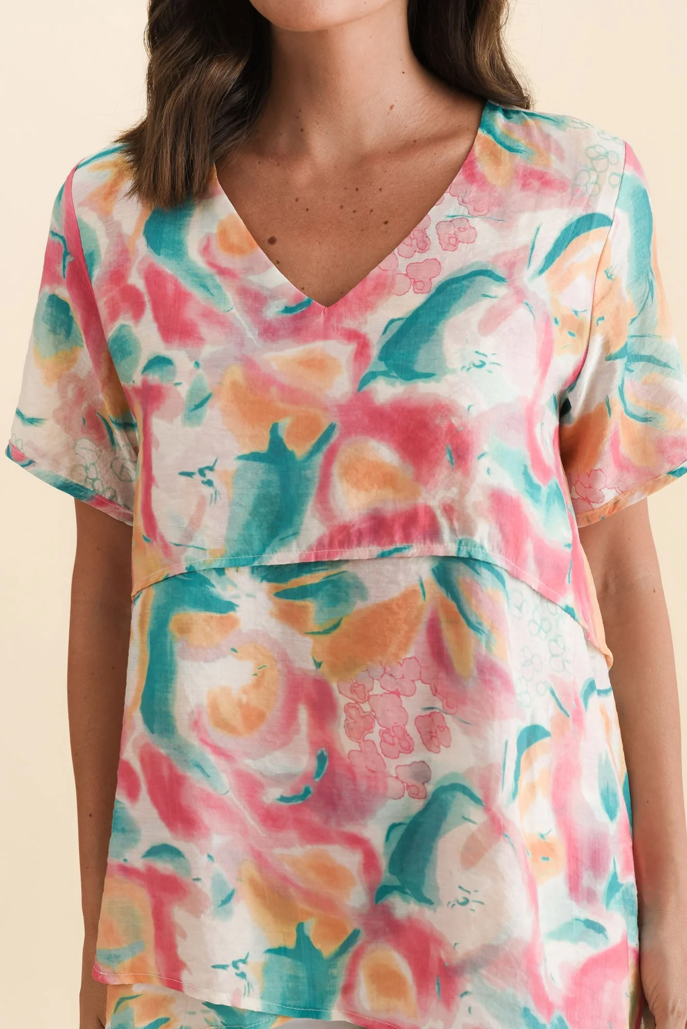 Alvina Teal Abstract Layered Tunic Top - Image 5