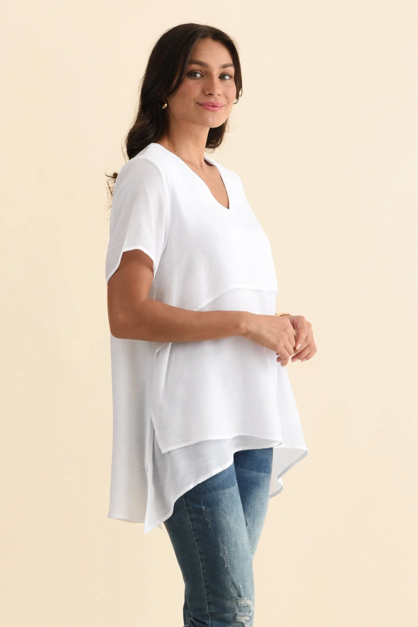 Alvina White Layered Tunic Top - Image 3