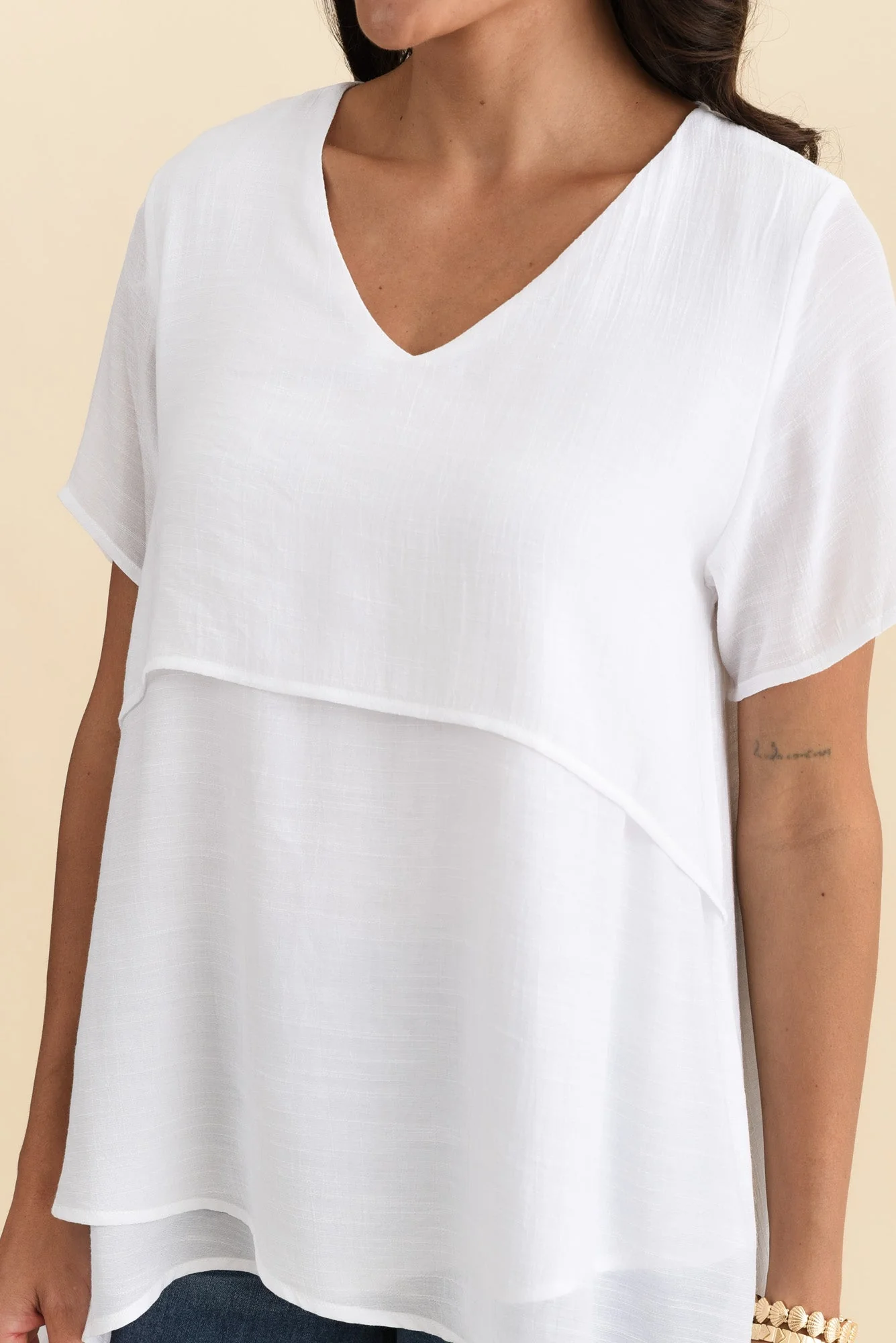 Alvina White Layered Tunic Top - Image 5