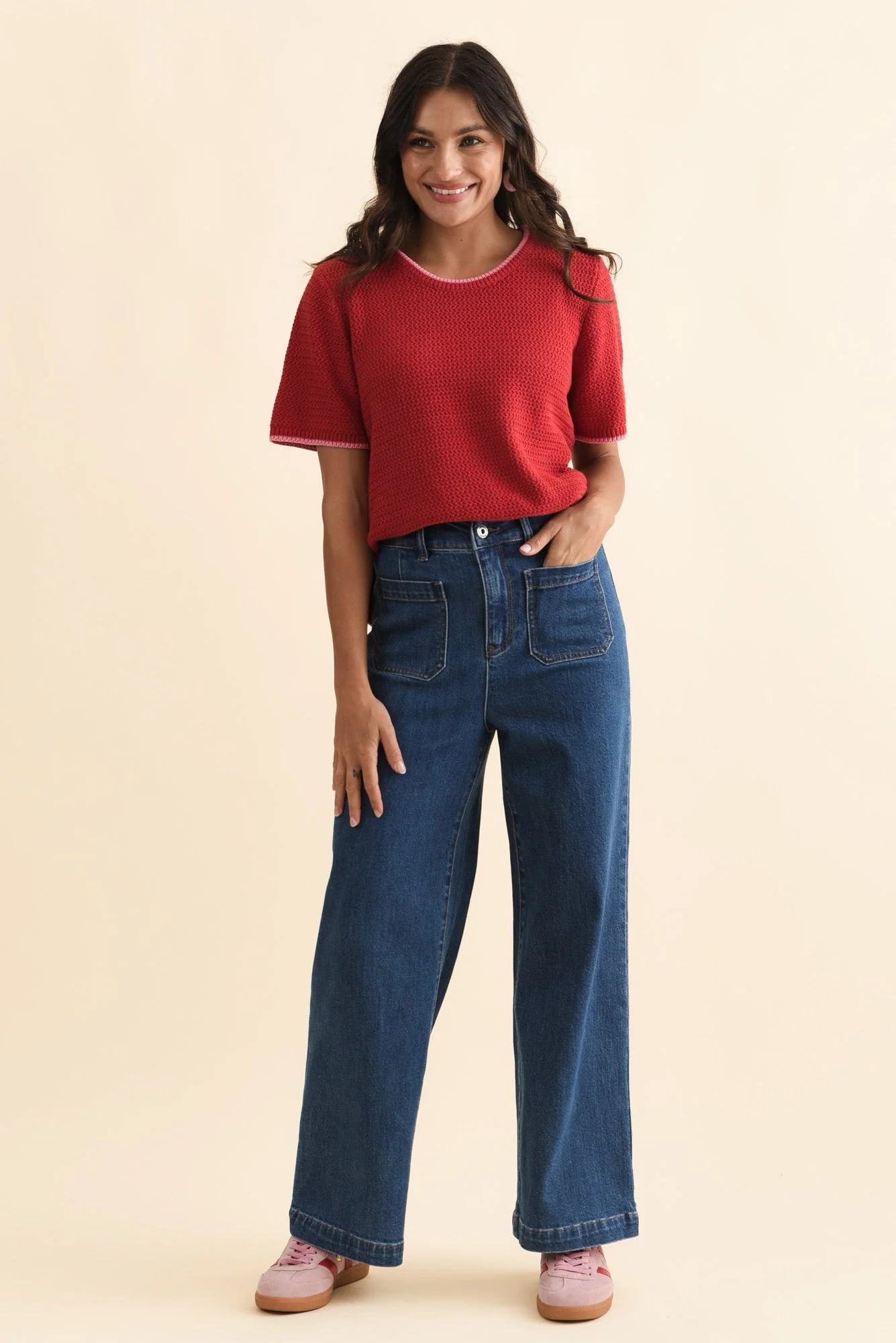 Alyssa Blue Wide Leg Stretch Jeans - Image 2