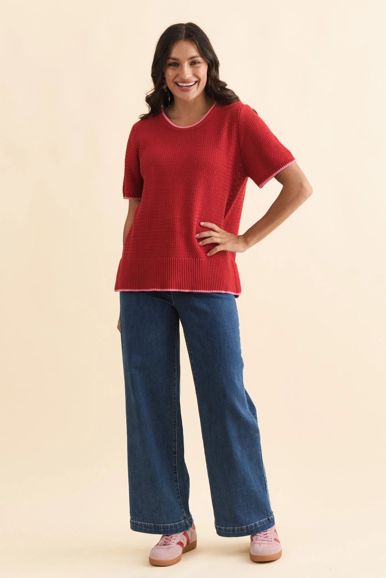 Alyssa Blue Wide Leg Stretch Jeans - Image 6