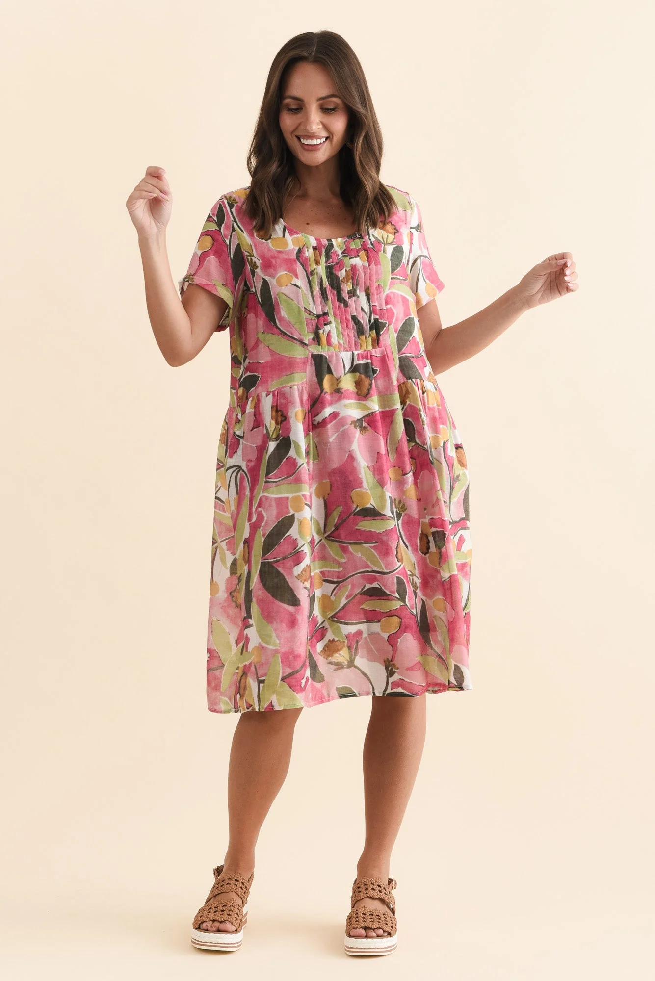 Alysse Pink Botanical Pocket Dress - Image 2