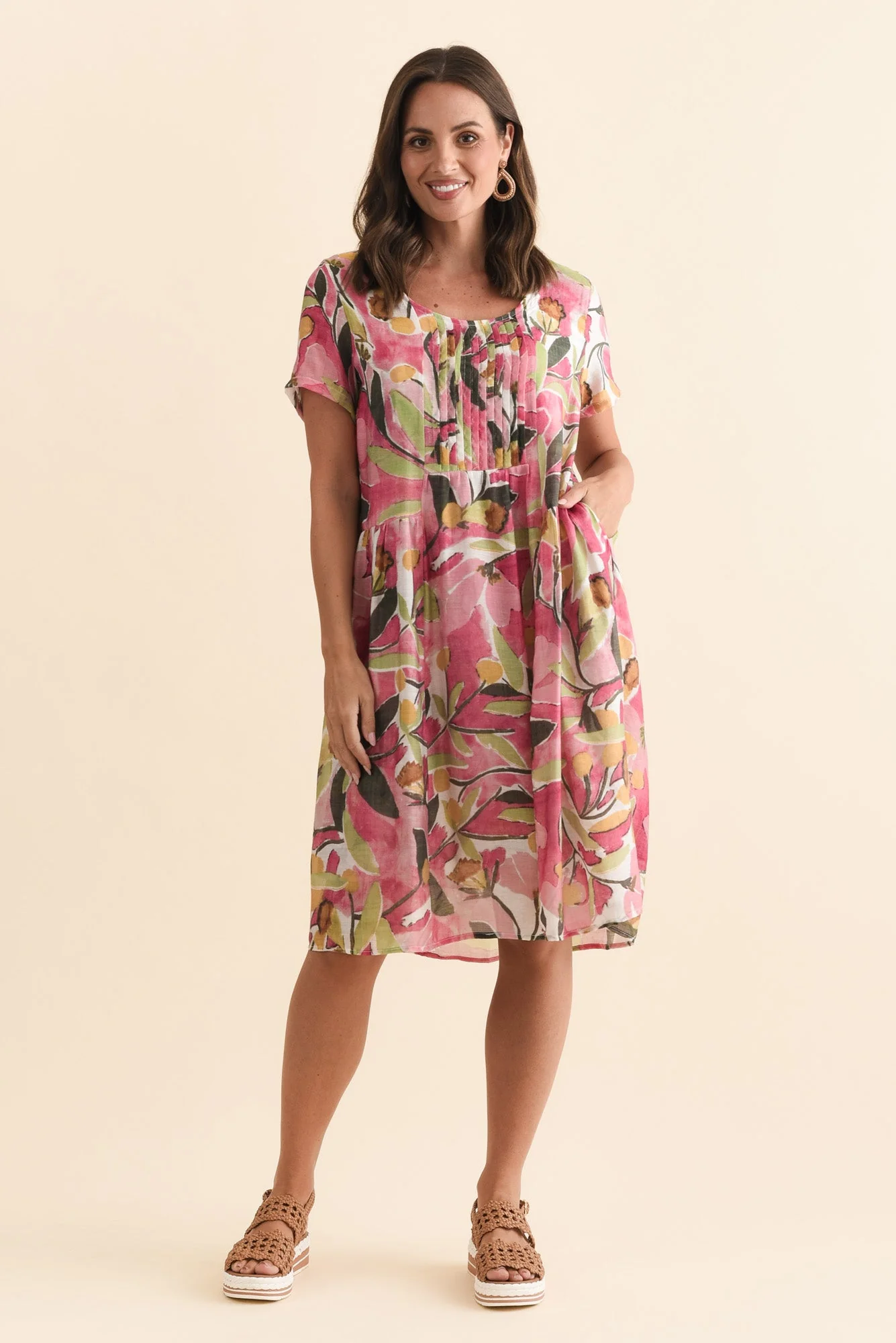 Alysse Pink Botanical Pocket Dress - Image 6