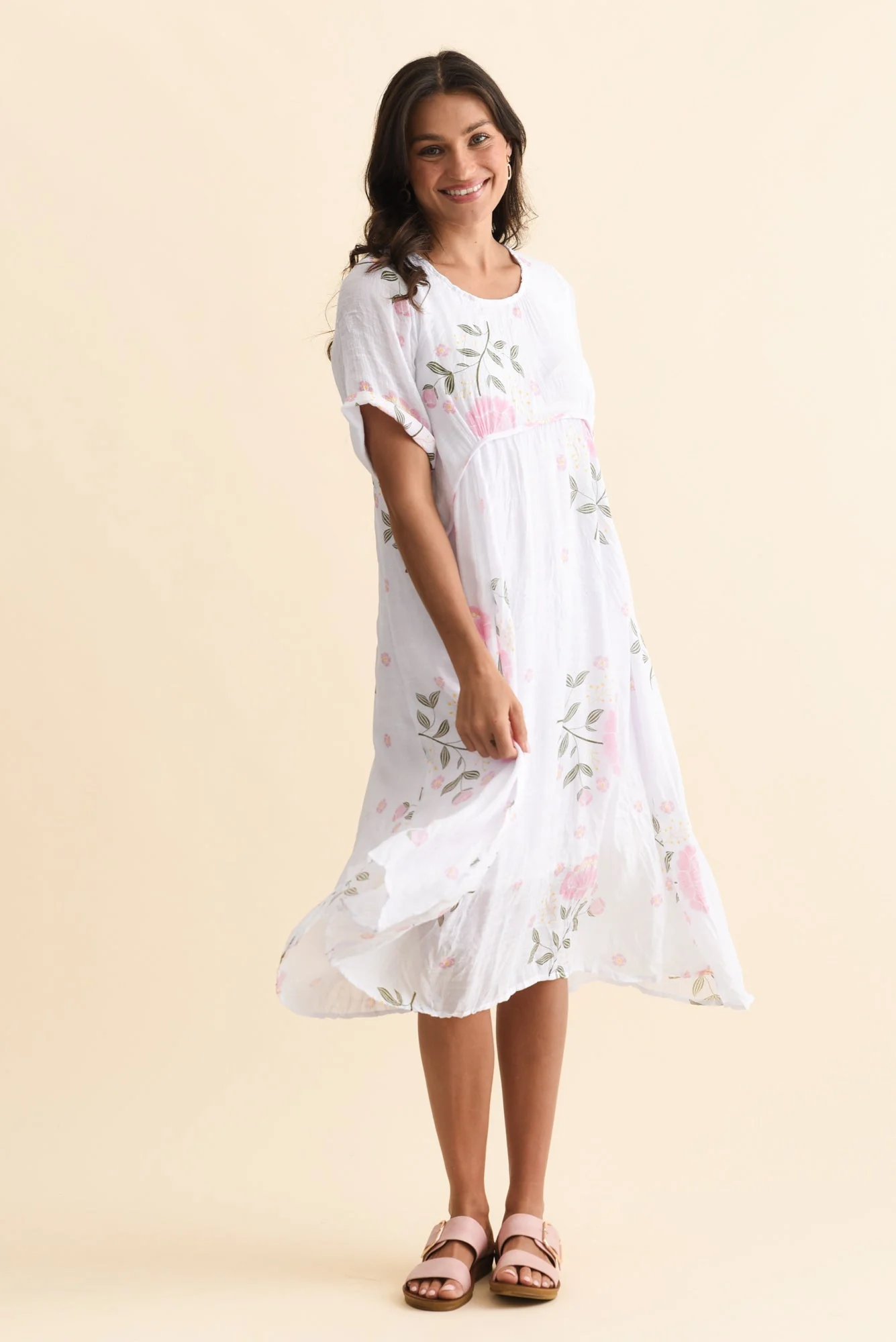Amberley Pink Floral Cotton Blend Dress - Image 2