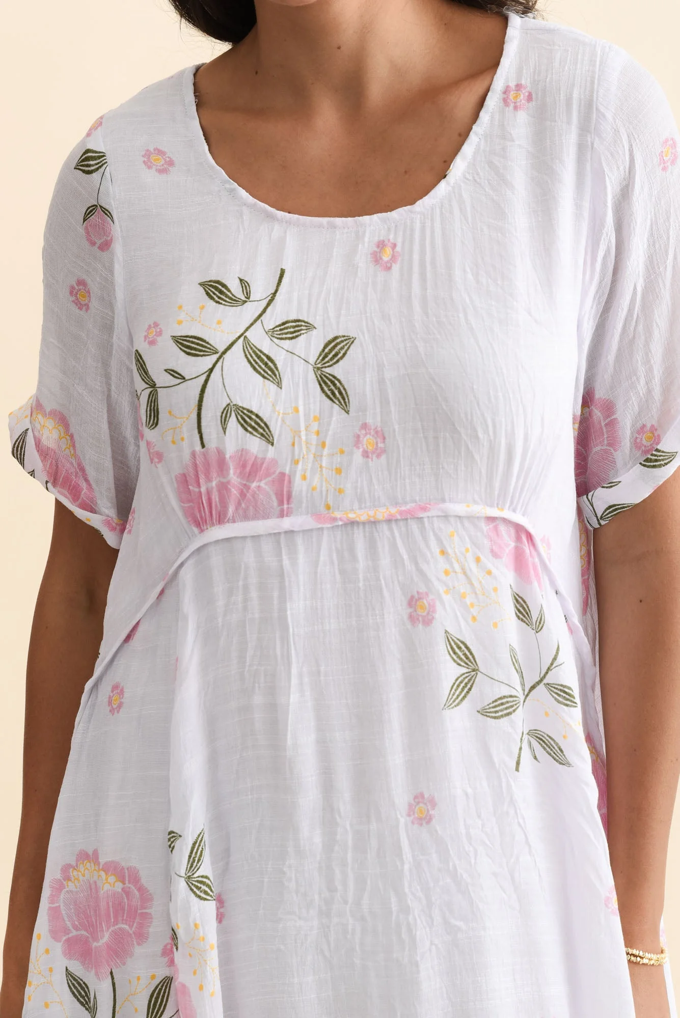 Amberley Pink Floral Cotton Blend Dress - Image 5