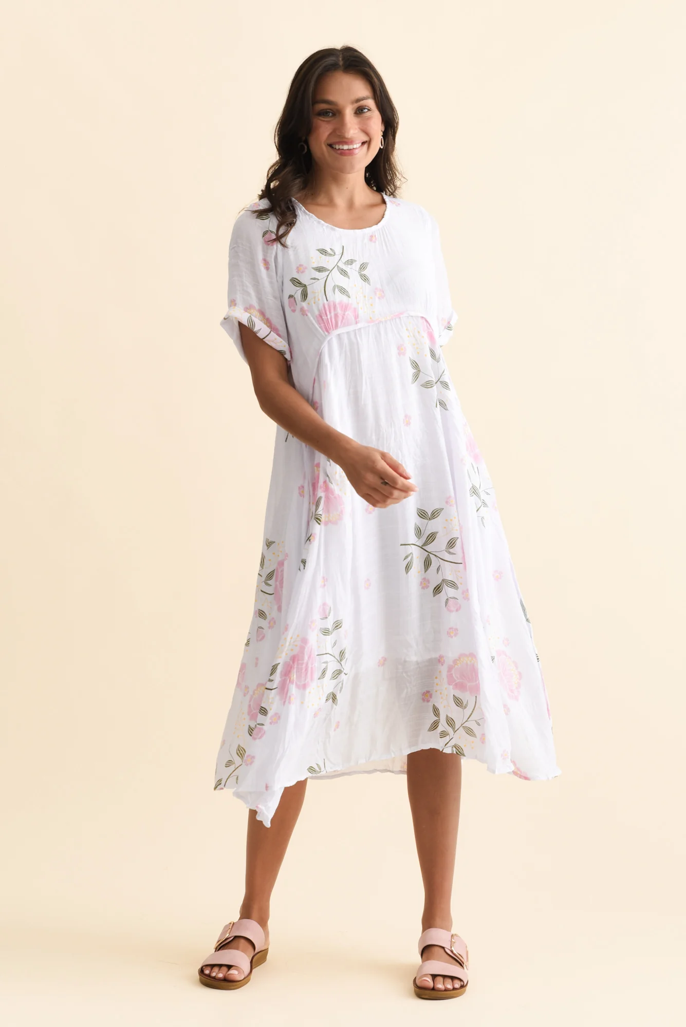 Amberley Pink Floral Cotton Blend Dress - Image 6