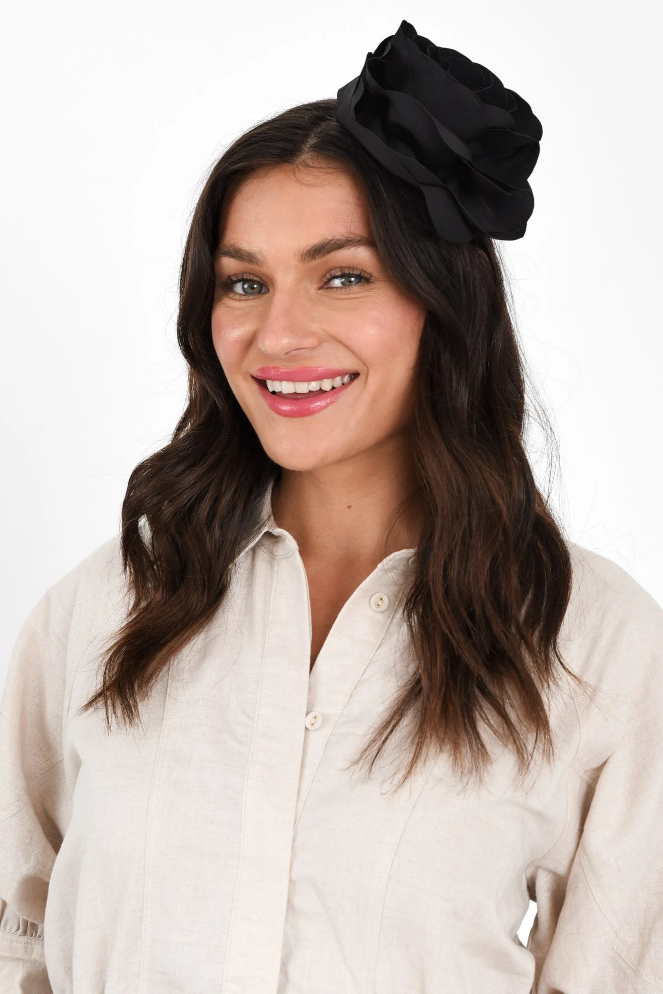 Amia Black Flower Fascinator - Image 2