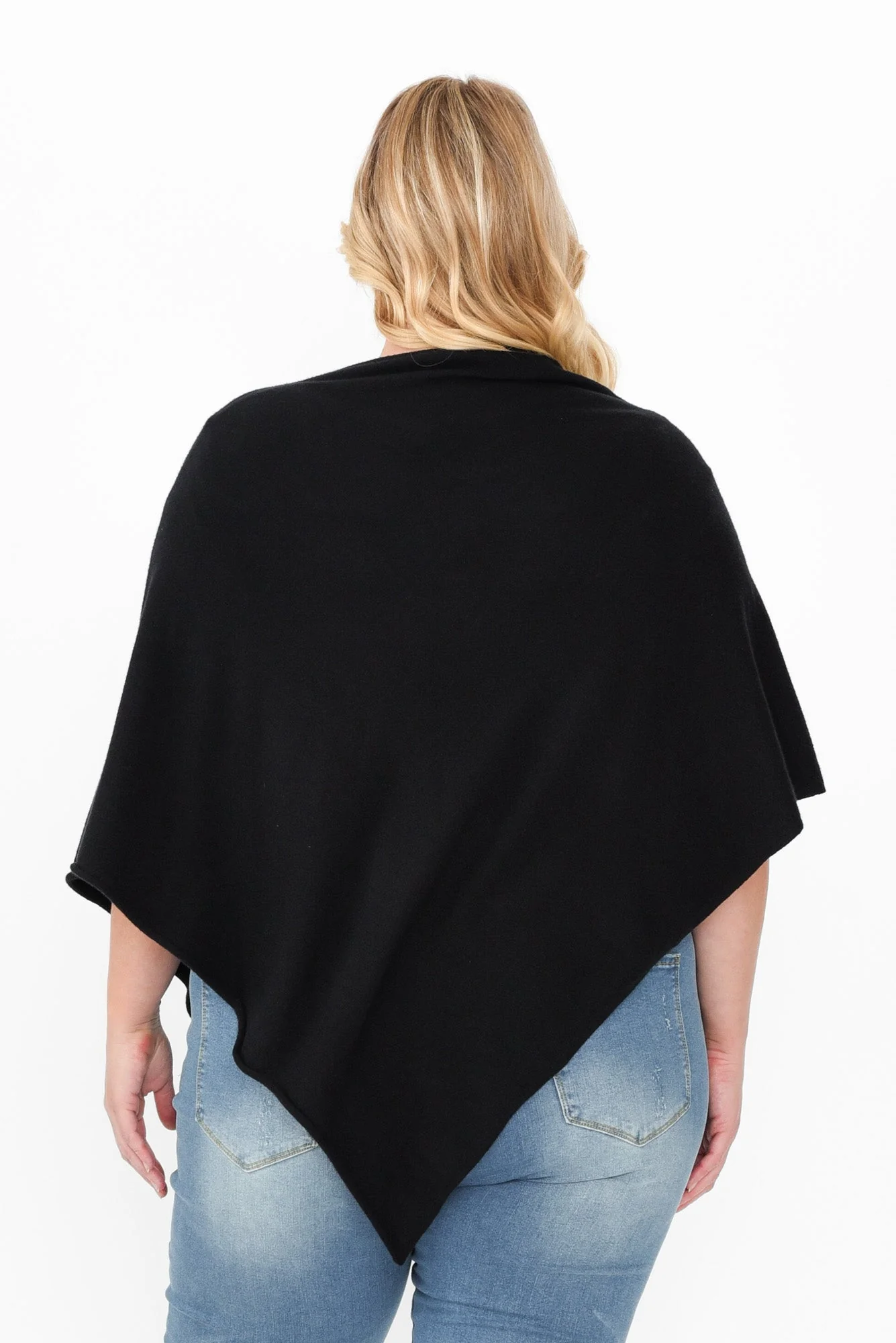 Amy Black Wool Blend Poncho - Image 12
