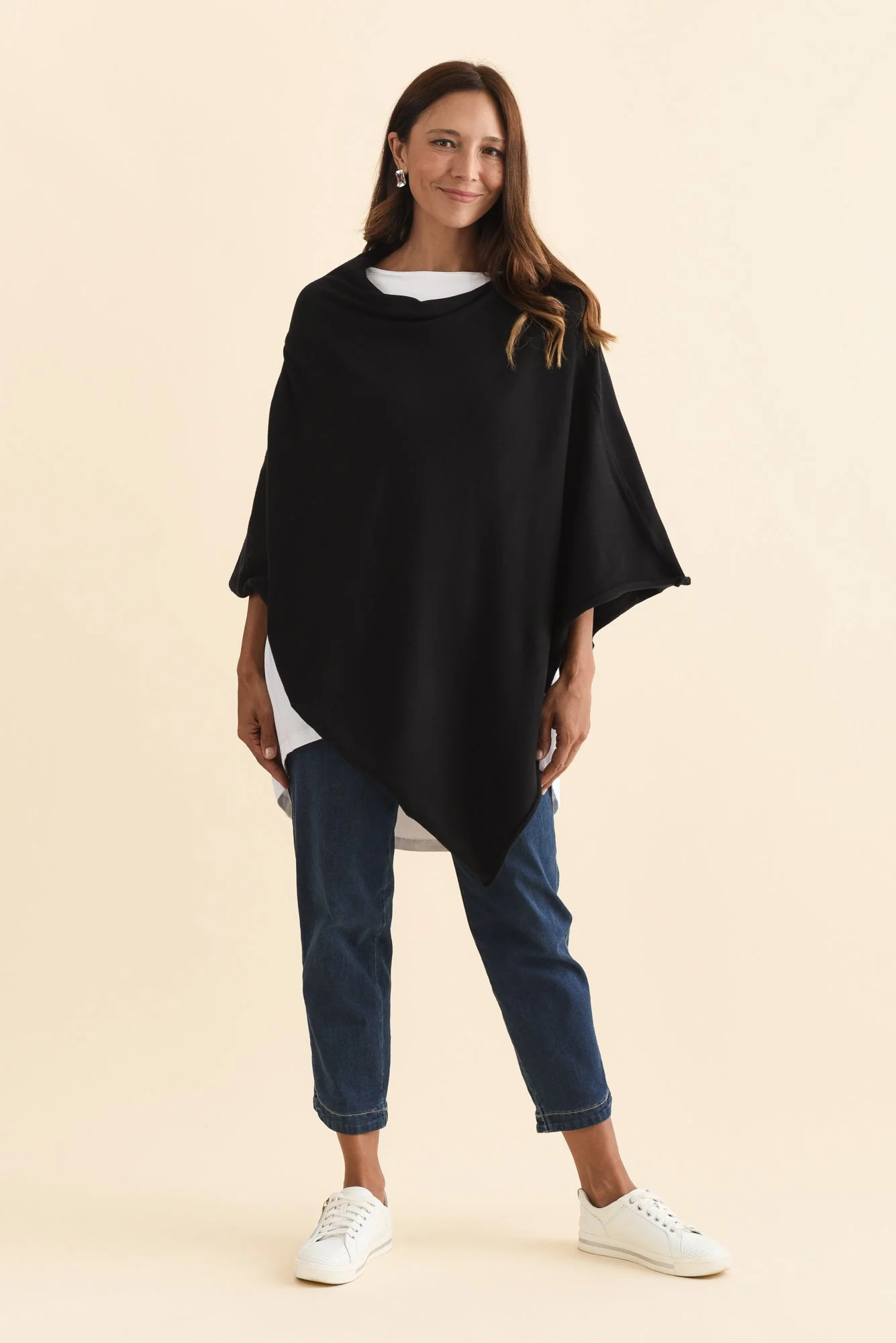 Amy Black Wool Blend Poncho - Image 3