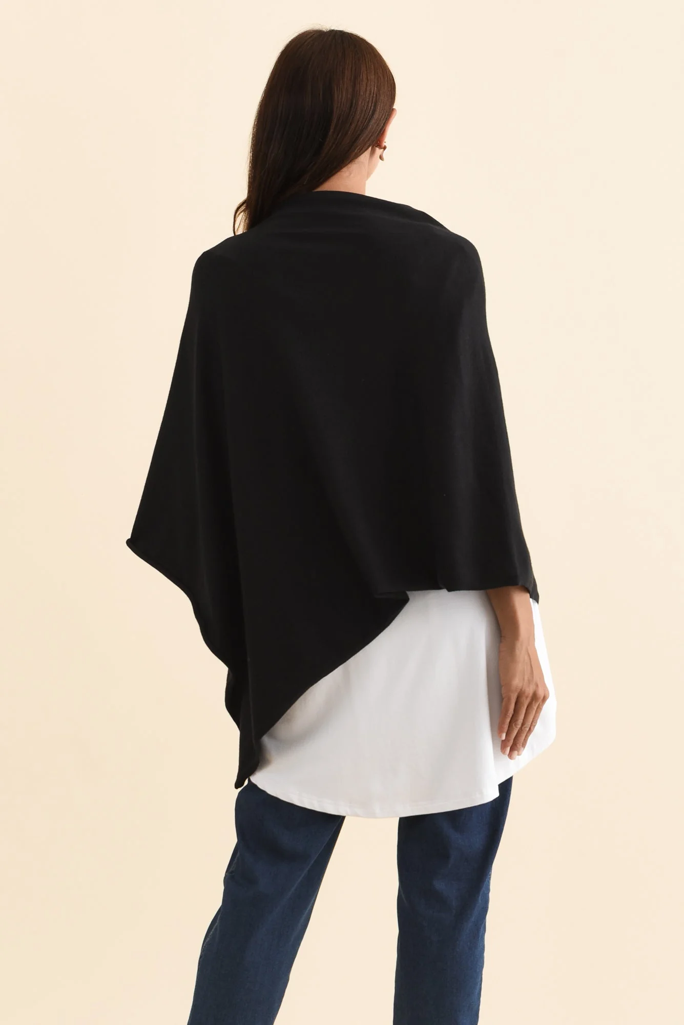 Amy Black Wool Blend Poncho - Image 5