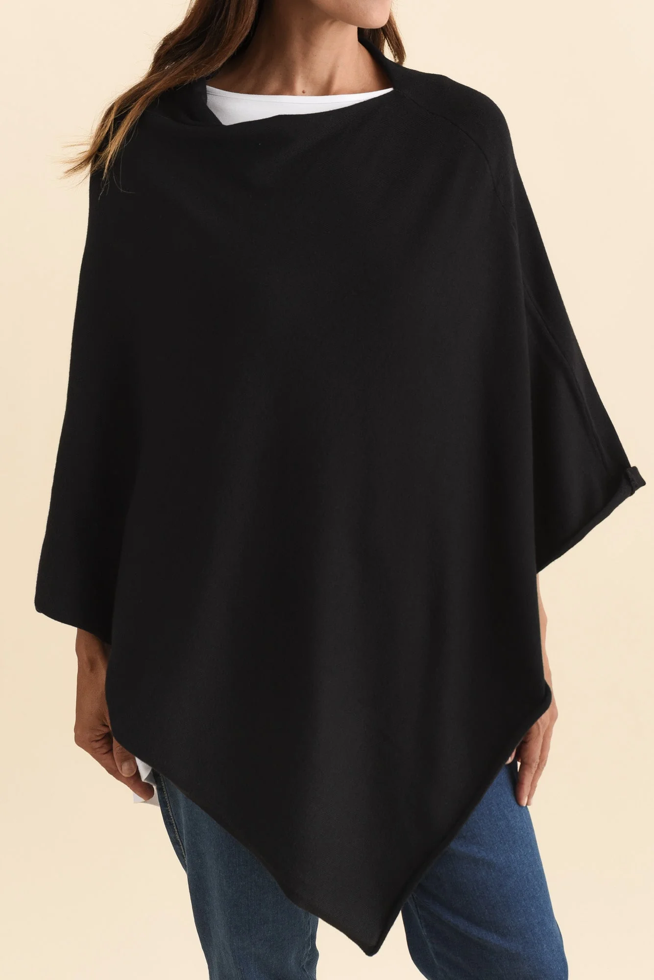 Amy Black Wool Blend Poncho - Image 6