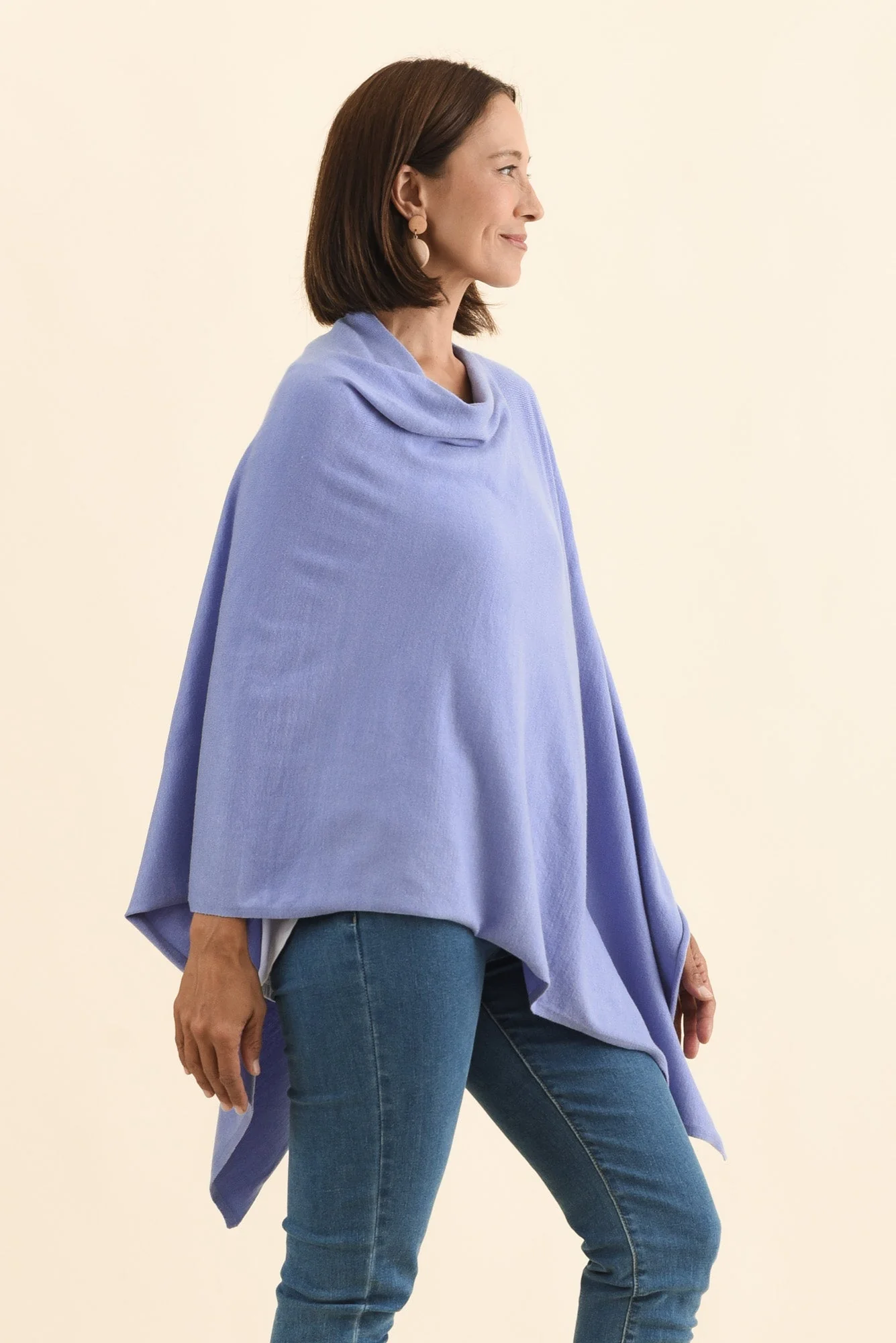 Amy Blue Wool Blend Poncho - Image 4
