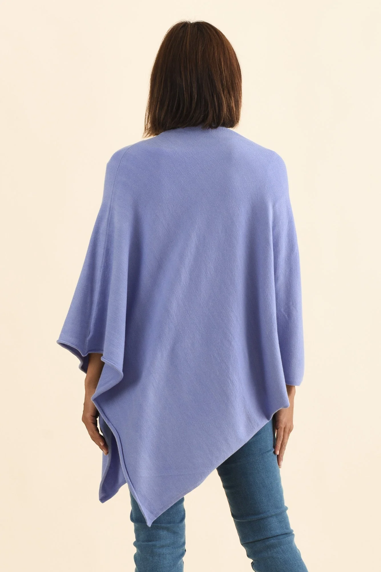 Amy Blue Wool Blend Poncho - Image 5
