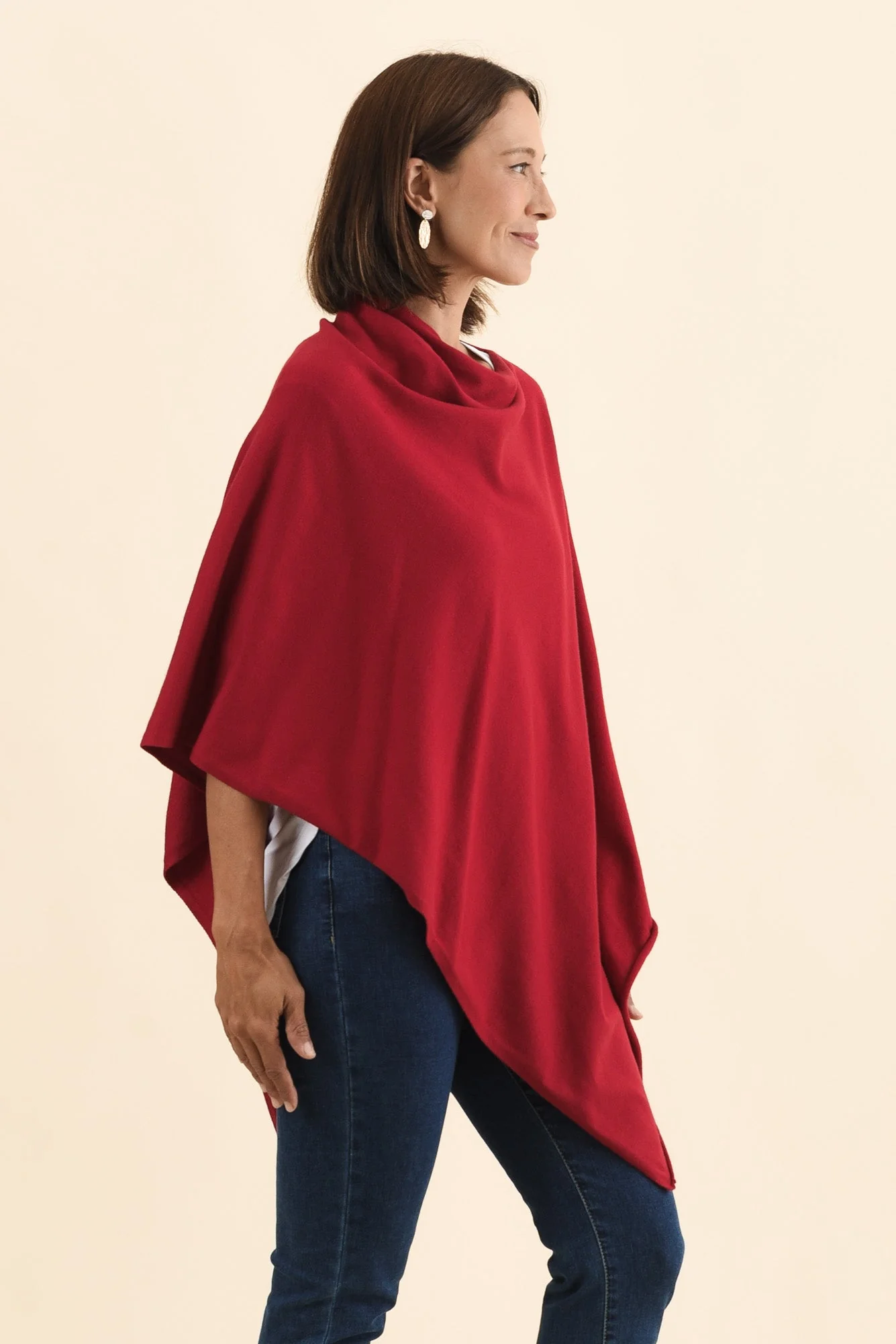 Amy Burgundy Wool Blend Poncho - Image 3