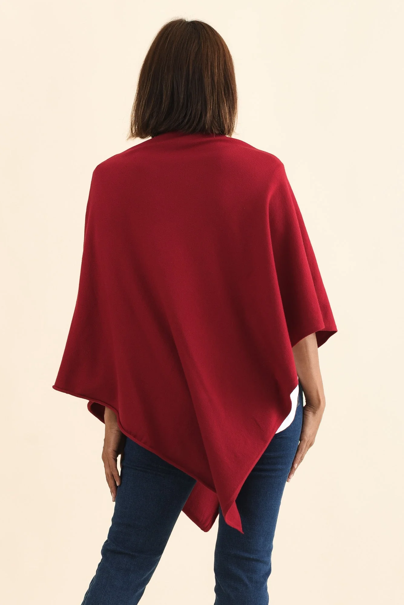 Amy Burgundy Wool Blend Poncho - Image 4