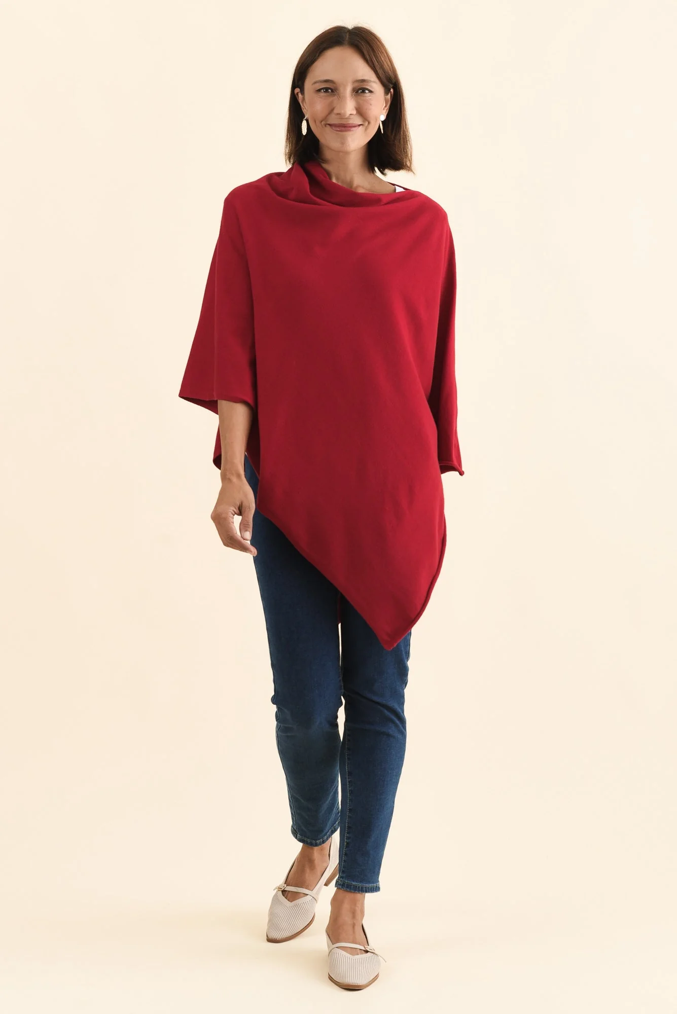 Amy Burgundy Wool Blend Poncho - Image 6